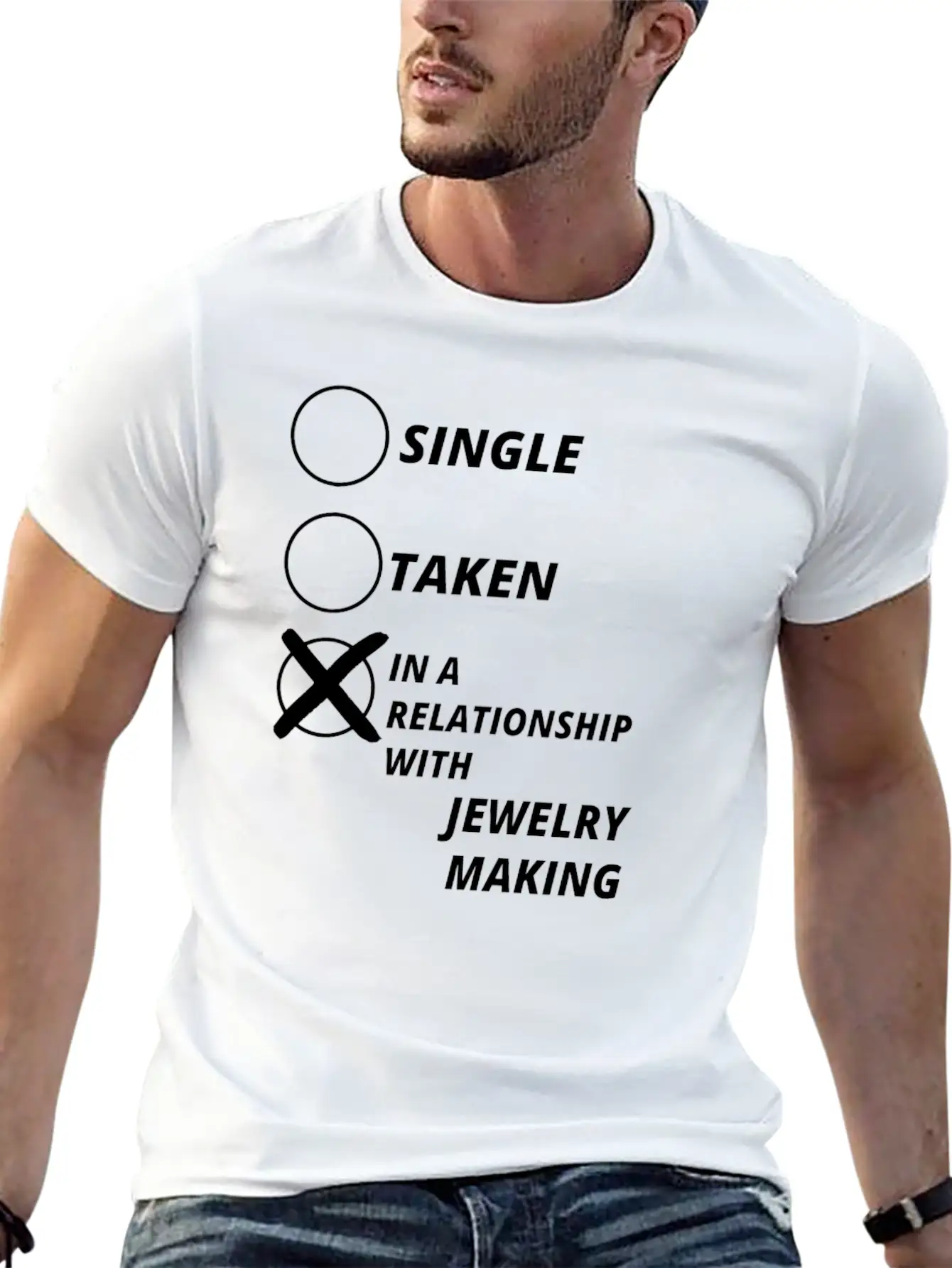 Relationship Single Taken JEWELRY MAKING Relaxed Everyday Tee – Lightweight And Durable Cotton