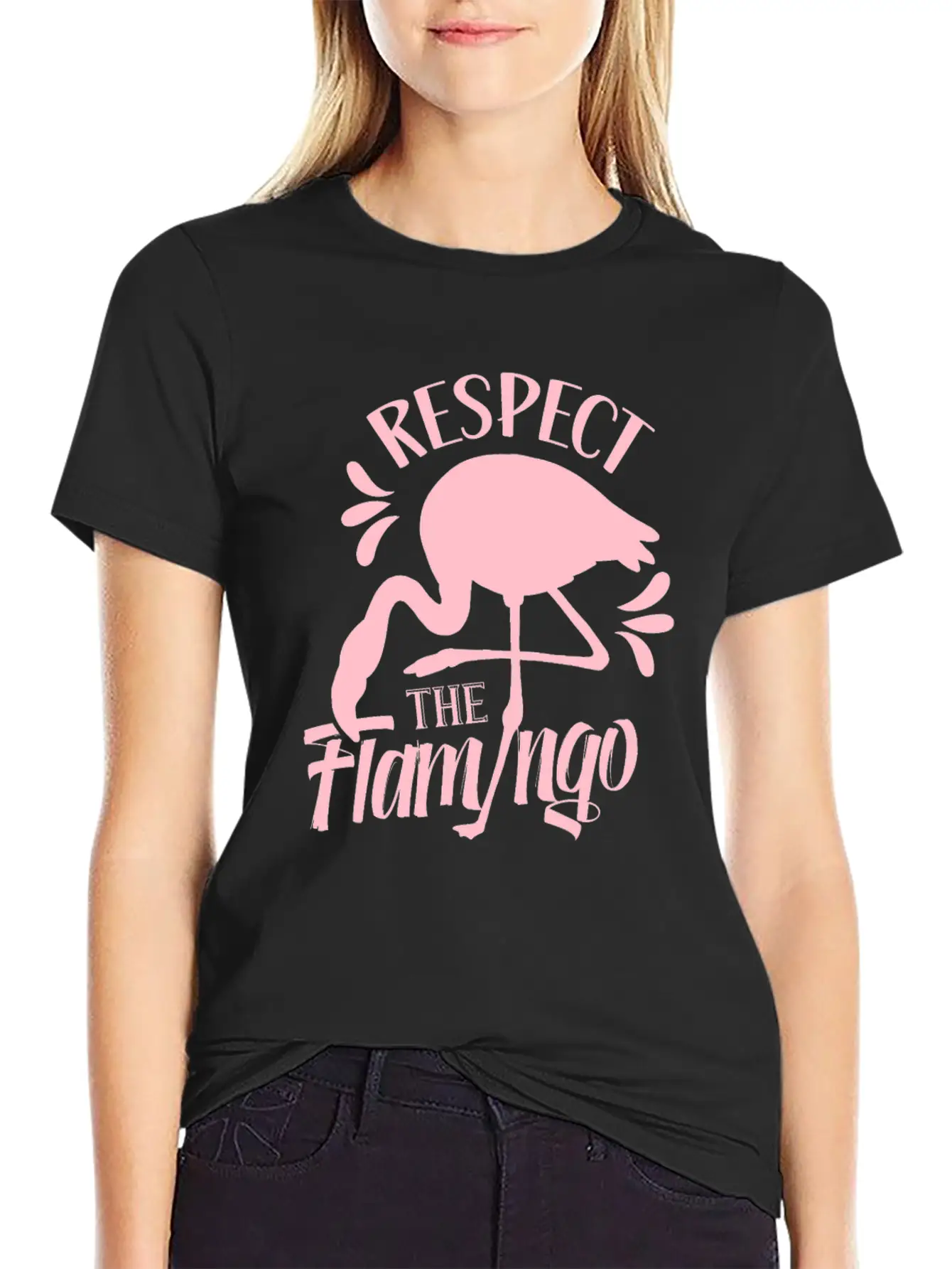 Respect The Flamingo Cute Flamingos Animal Lightweight Cotton T-Shirt – Daily Comfort Graphic Shirt