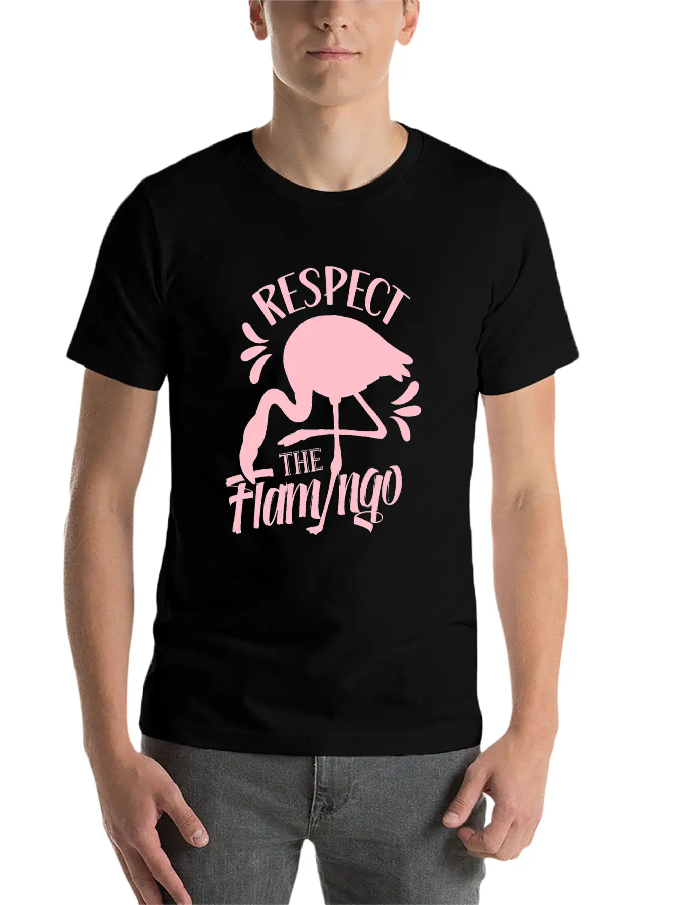 Respect The Flamingo Cute Flamingos Animal Lightweight Cotton T-Shirt – Daily Comfort Graphic Shirt