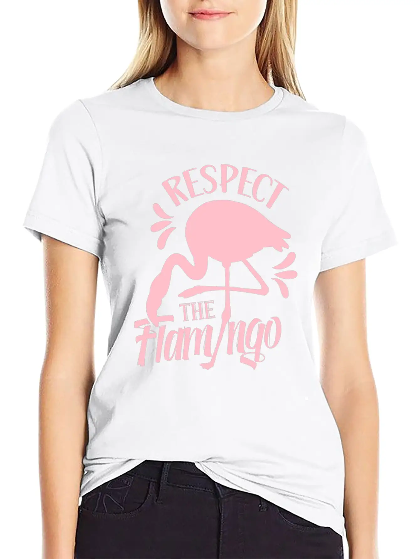 Respect The Flamingo Cute Flamingos Animal Lightweight Cotton T-Shirt – Daily Comfort Graphic Shirt