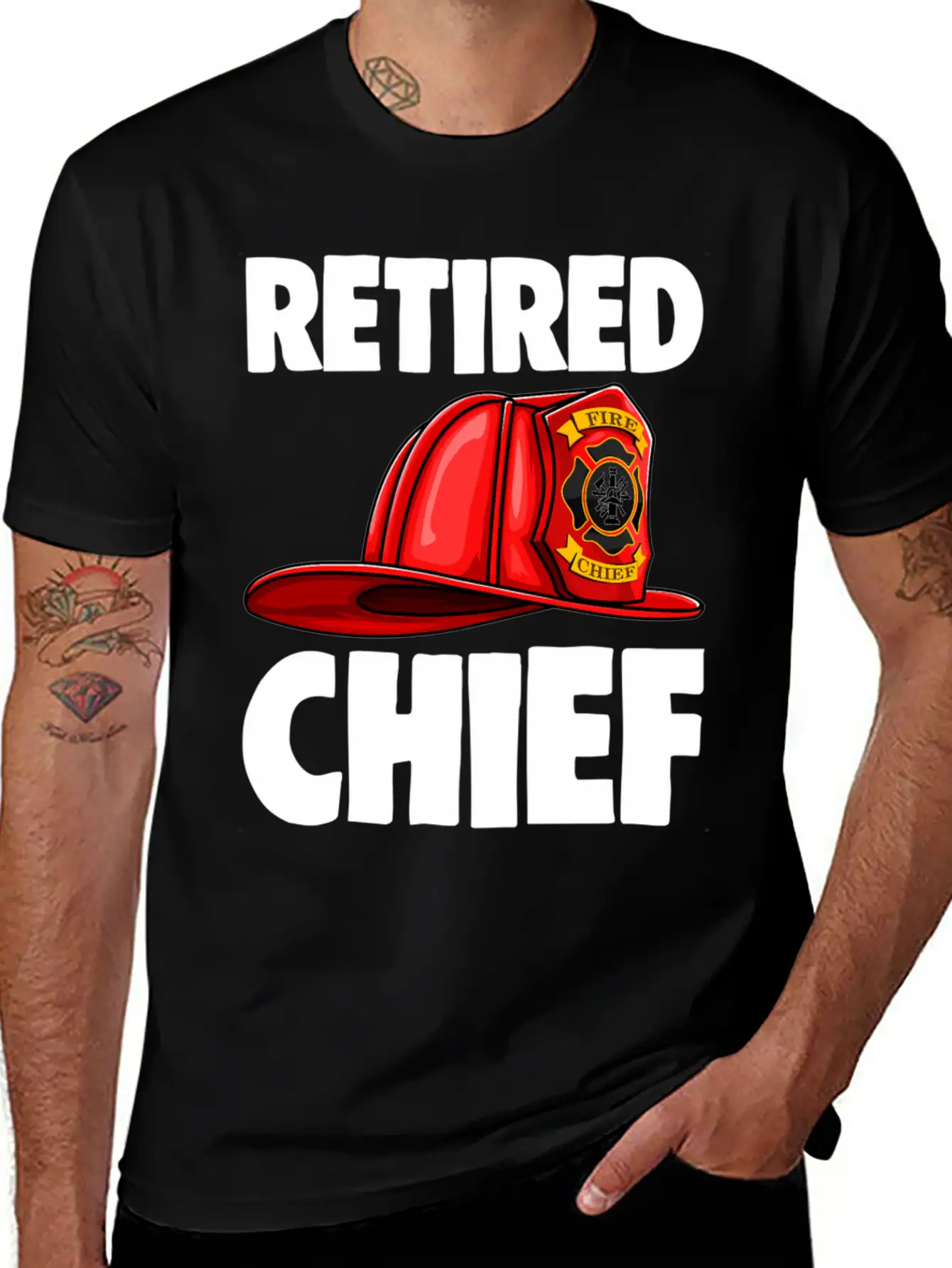 Retired Fire Chief Fire Fighters Love Lightweight Cotton T-Shirt – Daily Comfort Graphic Shirt