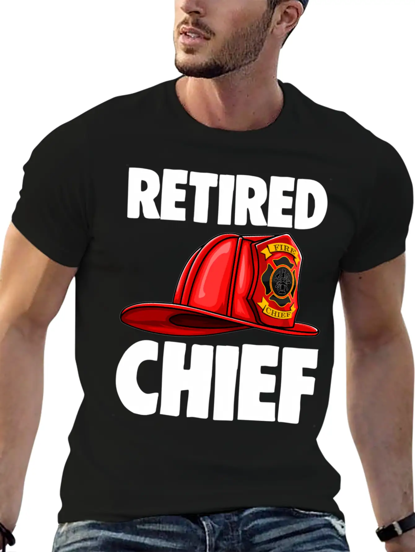 Retired Fire Chief Fire Fighters Love Lightweight Cotton T-Shirt – Daily Comfort Graphic Shirt