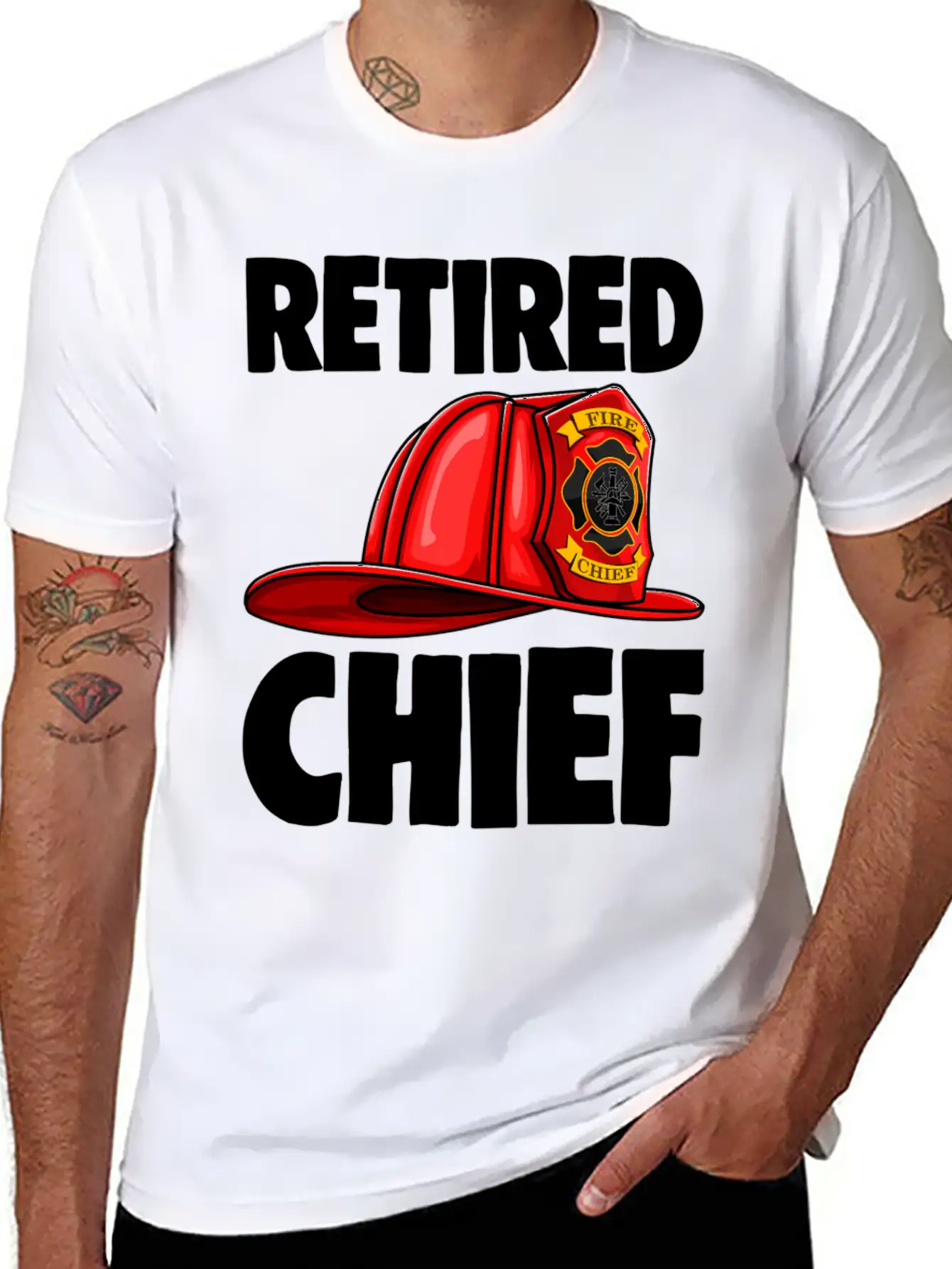 Retired Fire Chief Fire Fighters Love Lightweight Cotton T-Shirt – Daily Comfort Graphic Shirt