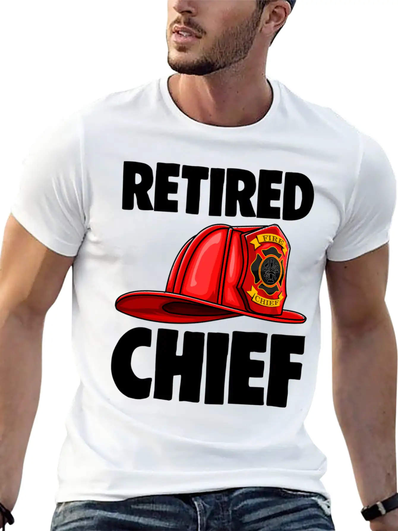 Retired Fire Chief Fire Fighters Love Lightweight Cotton T-Shirt – Daily Comfort Graphic Shirt