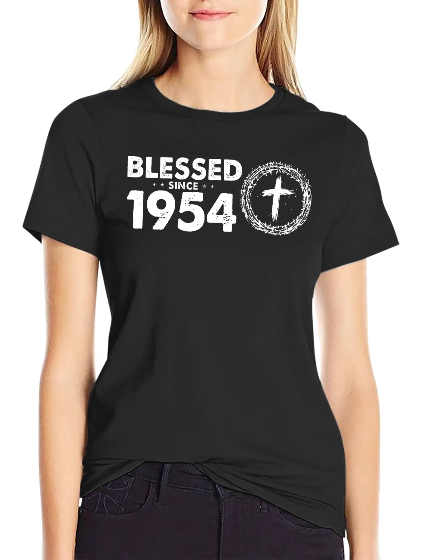 Retro 70th Birthday - Blessed Since 1954 By God's Lightweight Cotton T-Shirt – Daily Comfort Graphic Shirt