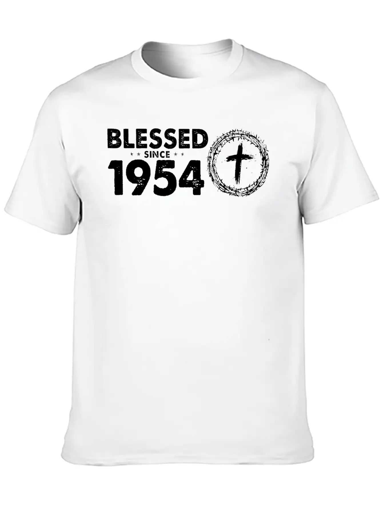 Retro 70th Birthday - Blessed Since 1954 By God's Lightweight Cotton T-Shirt – Daily Comfort Graphic Shirt
