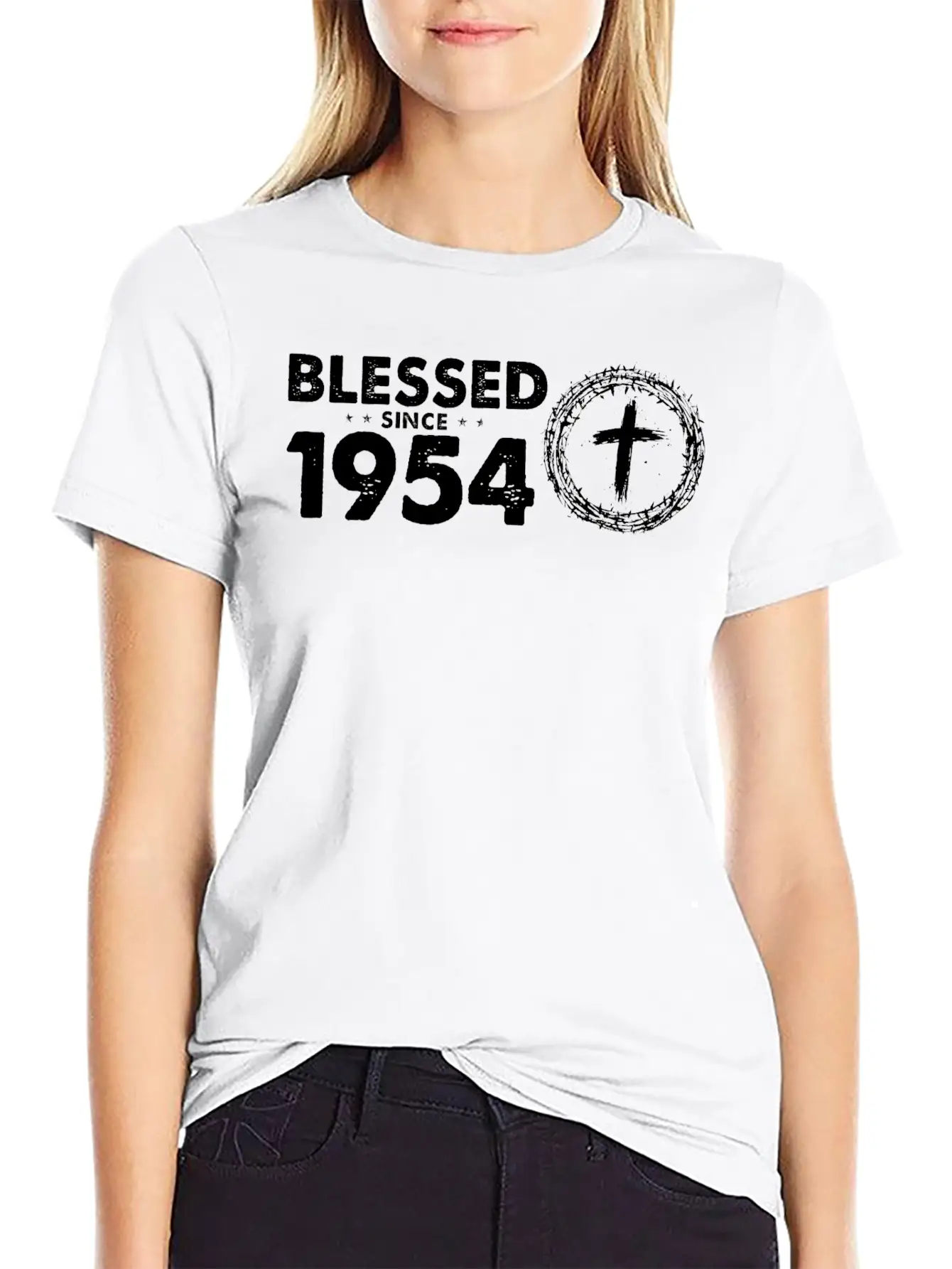 Retro 70th Birthday - Blessed Since 1954 By God's Lightweight Cotton T-Shirt – Daily Comfort Graphic Shirt
