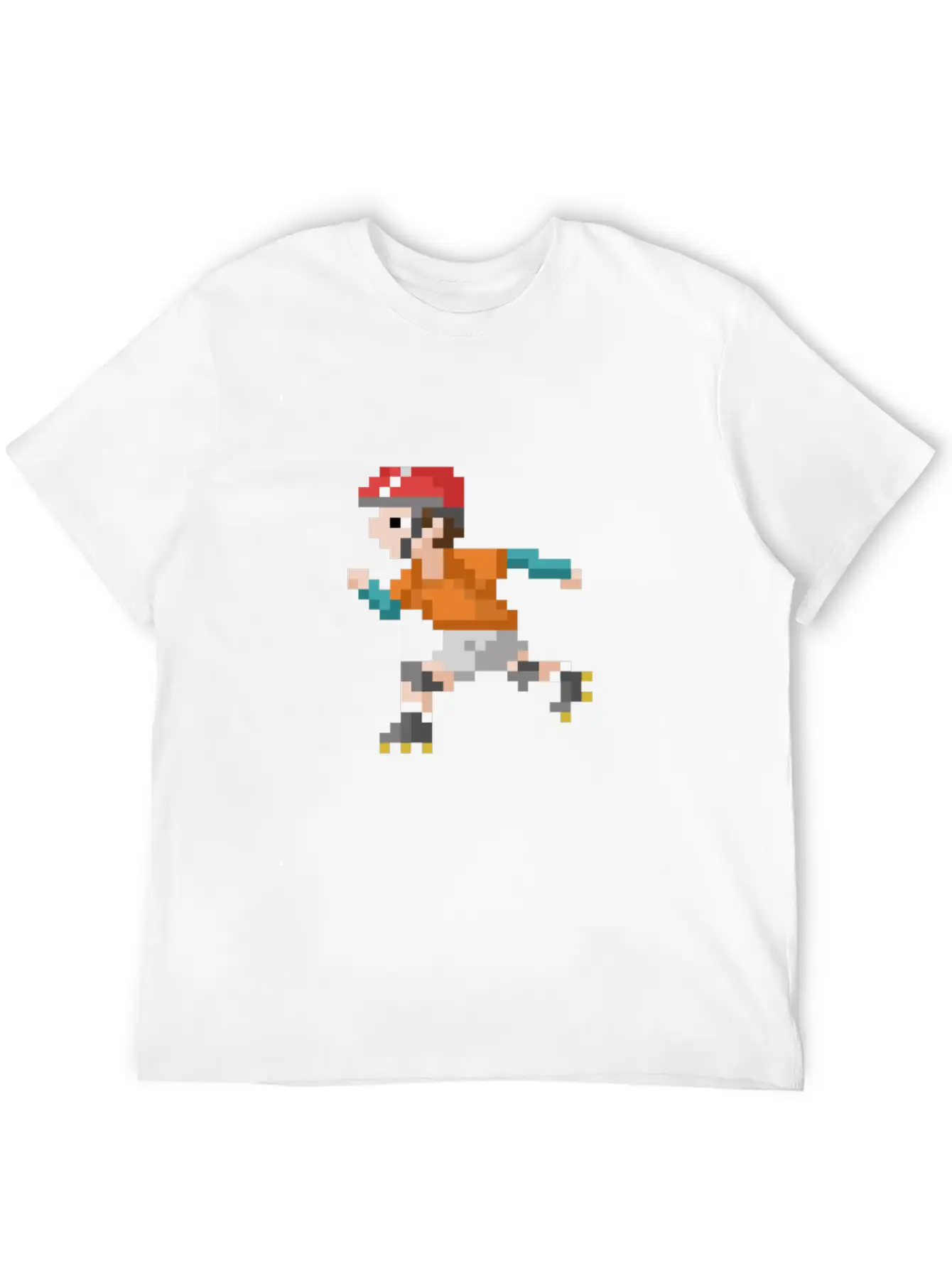 Retro 80s Video Game Pixelated Roller Skating Lightweight Cotton T-Shirt – Daily Comfort Graphic Shirt