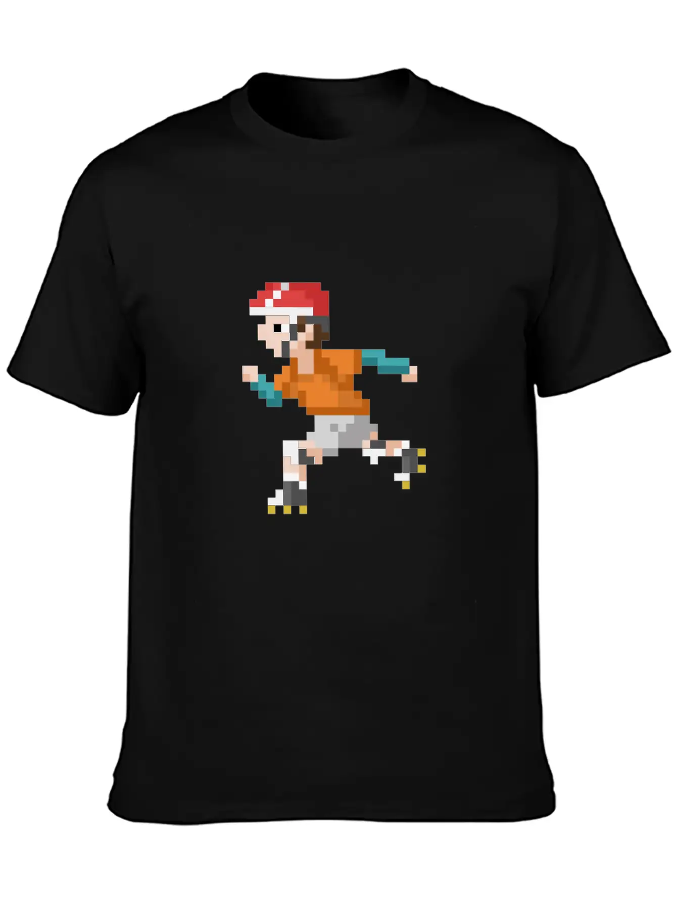 Retro 80s Video Game Pixelated Roller Skating Lightweight Cotton T-Shirt – Daily Comfort Graphic Shirt