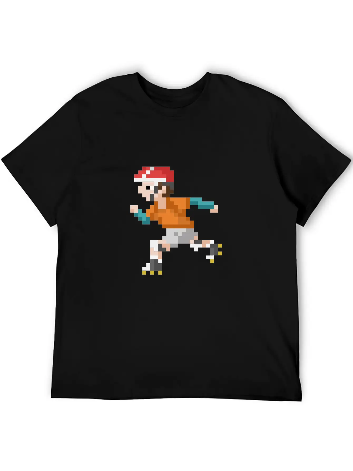 Retro 80s Video Game Pixelated Roller Skating Lightweight Cotton T-Shirt – Daily Comfort Graphic Shirt