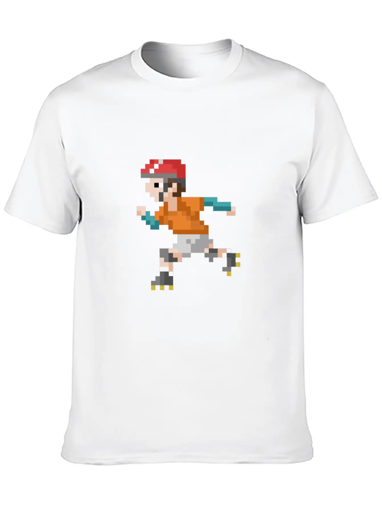 Retro 80s Video Game Pixelated Roller Skating Lightweight Cotton T-Shirt – Daily Comfort Graphic Shirt