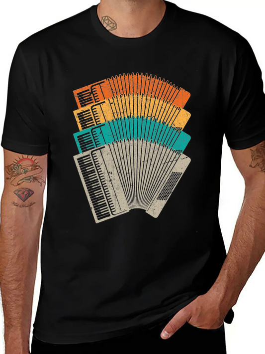 Retro Accordion Musician Folk Music Lover Relaxed Everyday Tee – Lightweight And Durable Cotton