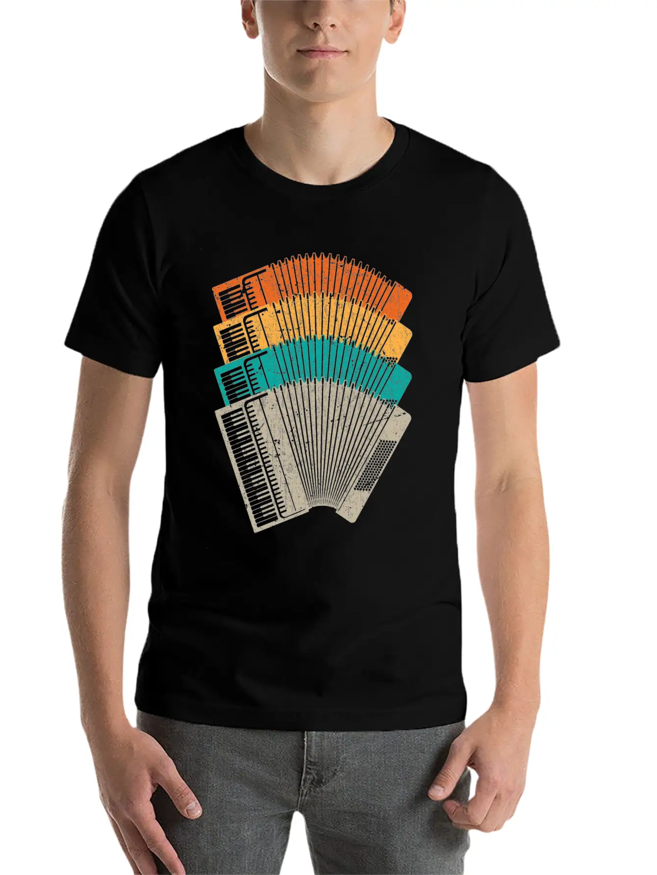 Retro Accordion Musician Folk Music Lover Relaxed Everyday Tee – Lightweight And Durable Cotton