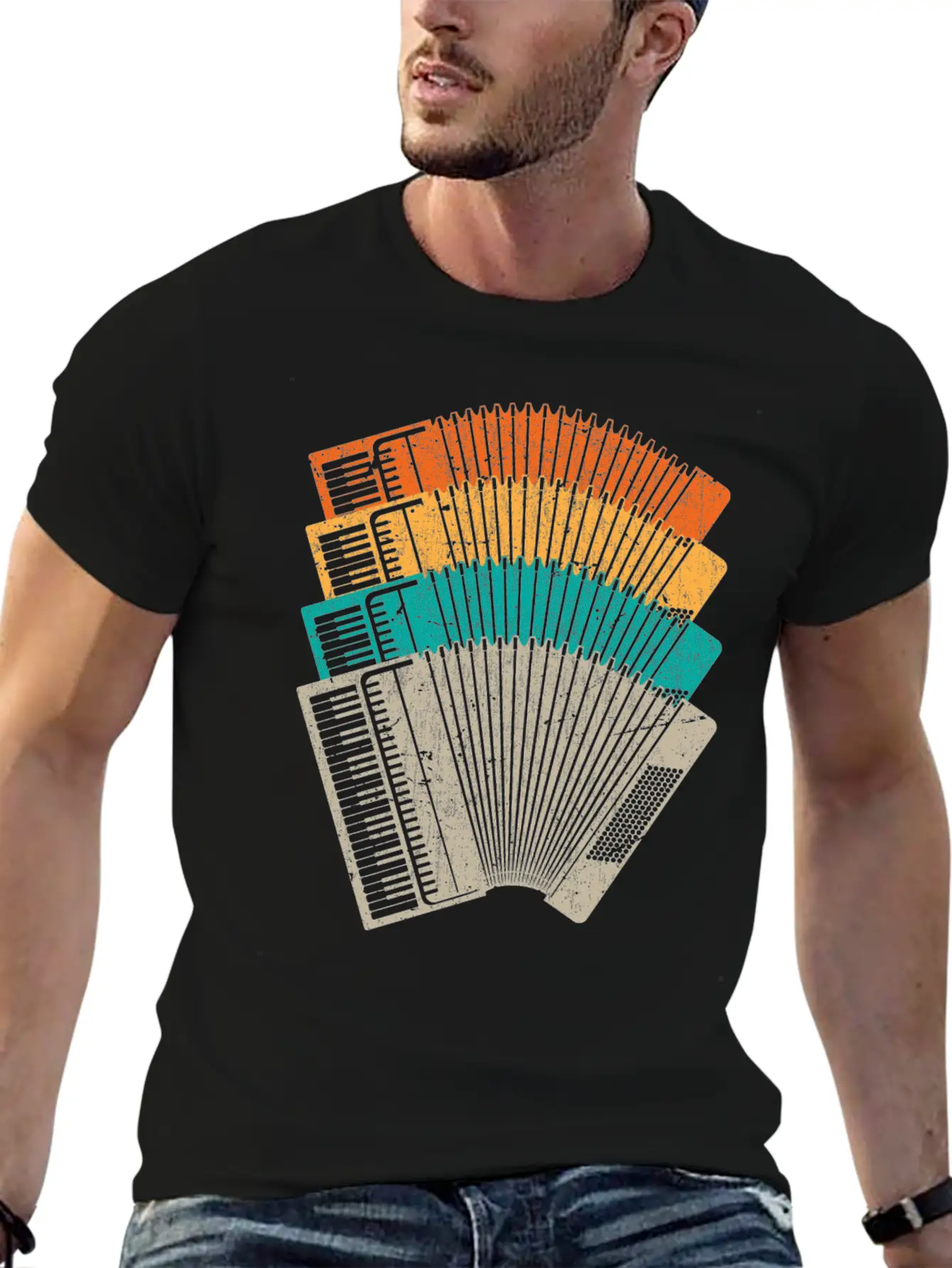 Retro Accordion Musician Folk Music Lover Relaxed Everyday Tee – Lightweight And Durable Cotton