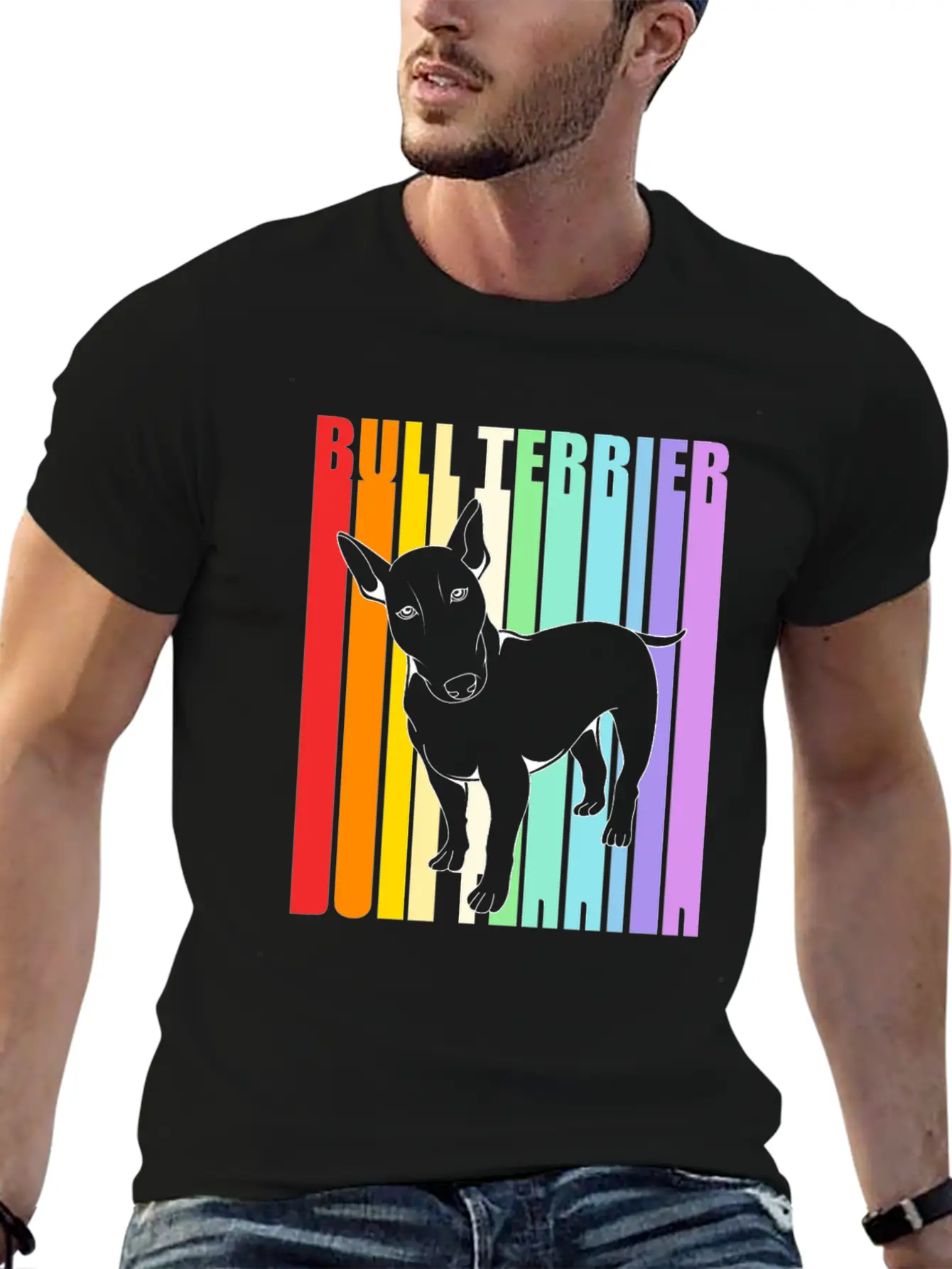 Retro American Bull Terrier Dog Comfortable Minimalist Graphic Tee – Summer Style Essential