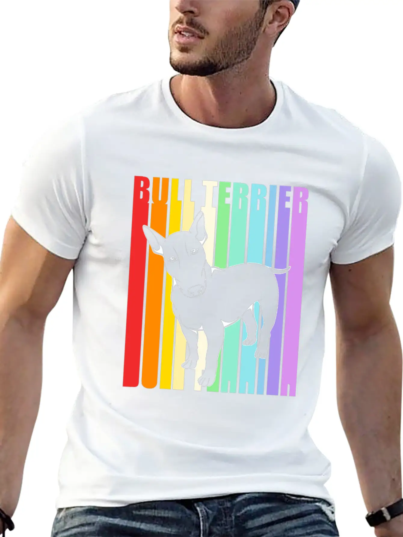 Retro American Bull Terrier Dog Comfortable Minimalist Graphic Tee – Summer Style Essential