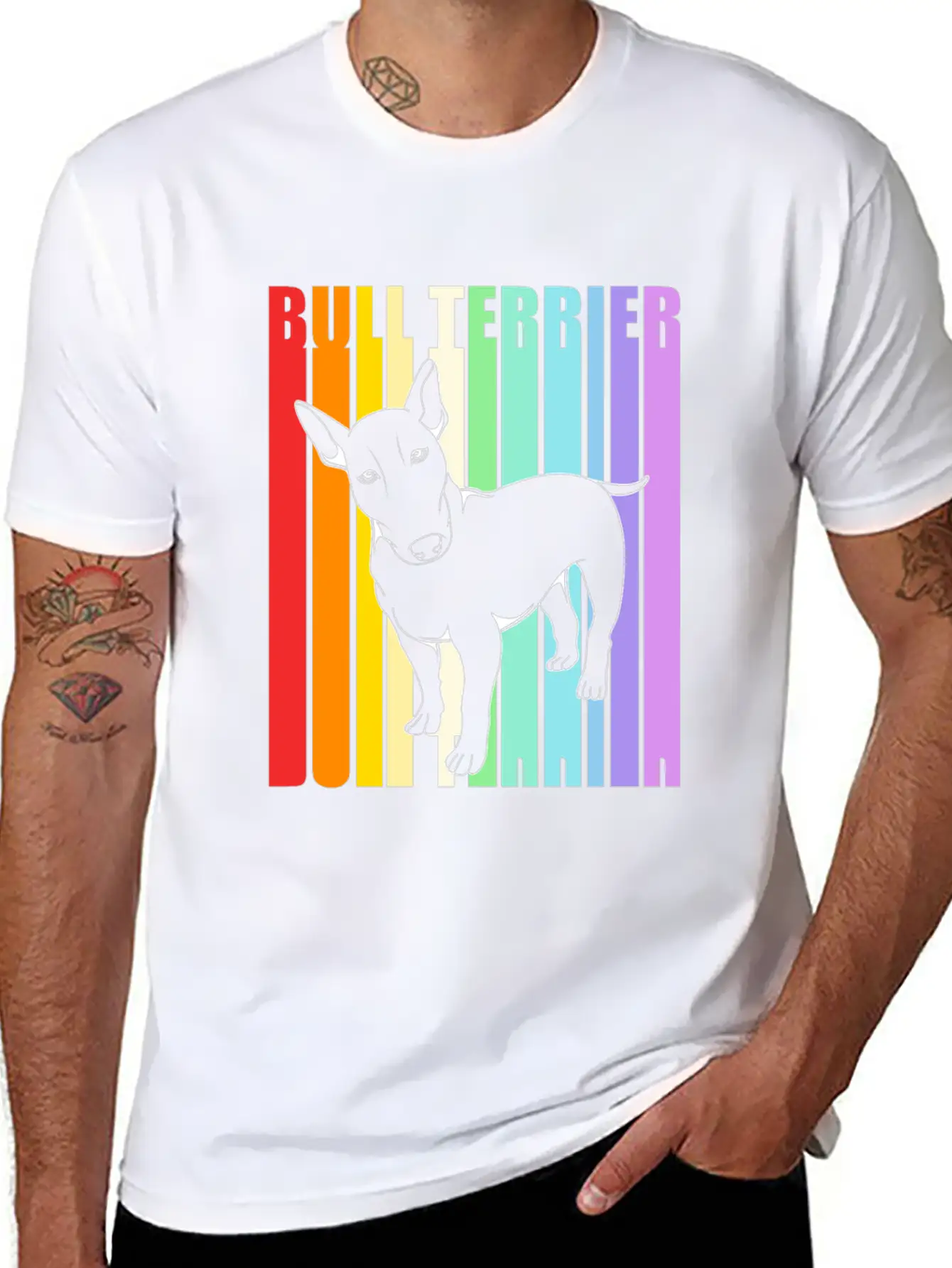 Retro American Bull Terrier Dog Comfortable Minimalist Graphic Tee – Summer Style Essential