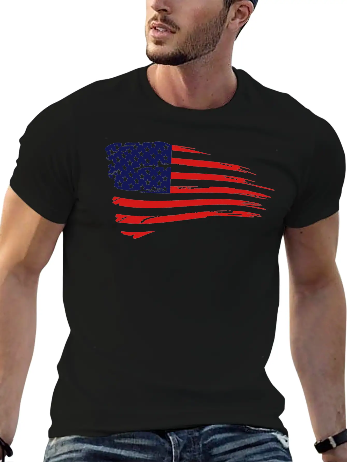 Retro American Flag Lightweight Cotton T-Shirt – Daily Comfort Graphic Shirt