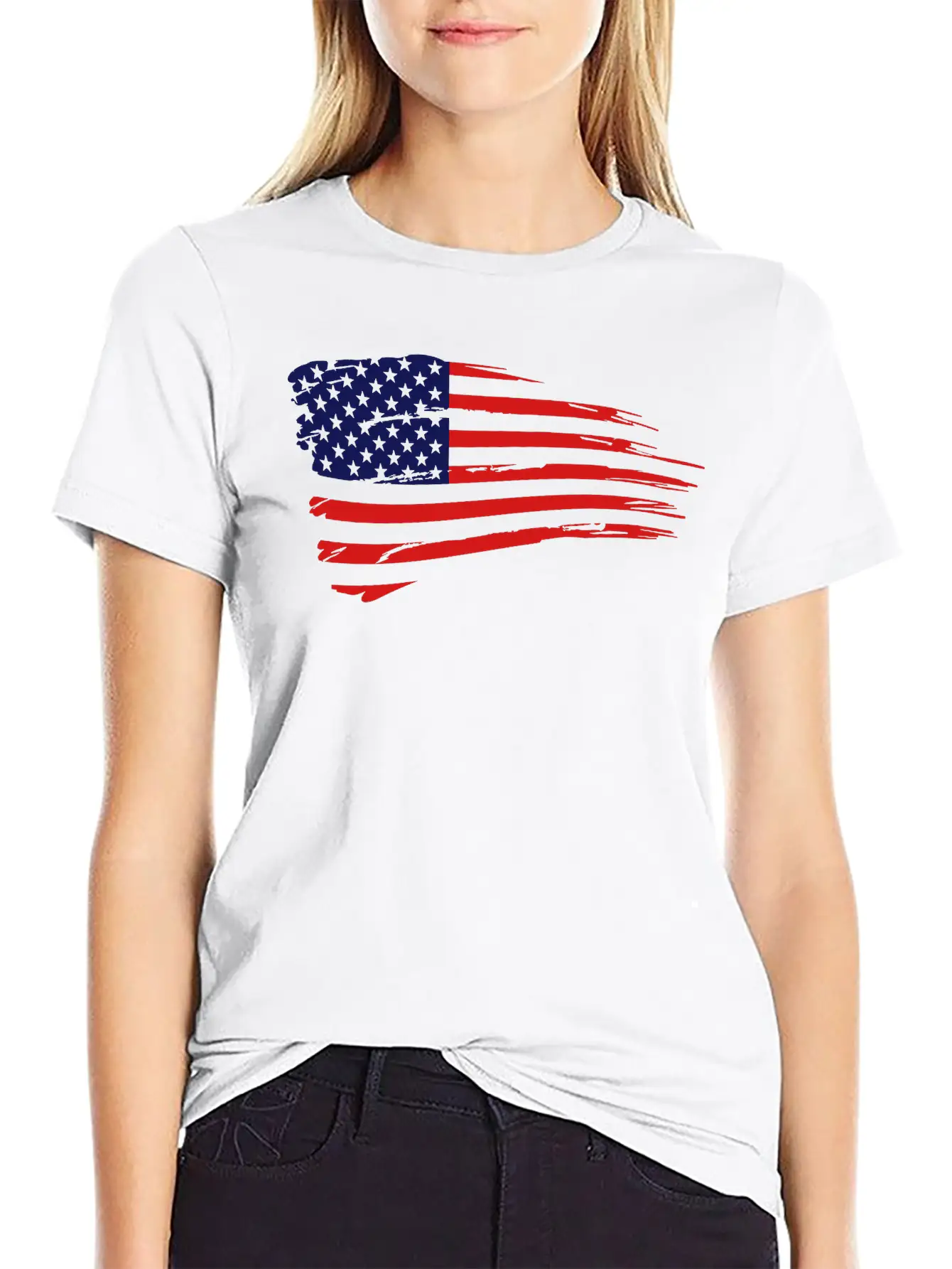 Retro American Flag Lightweight Cotton T-Shirt – Daily Comfort Graphic Shirt