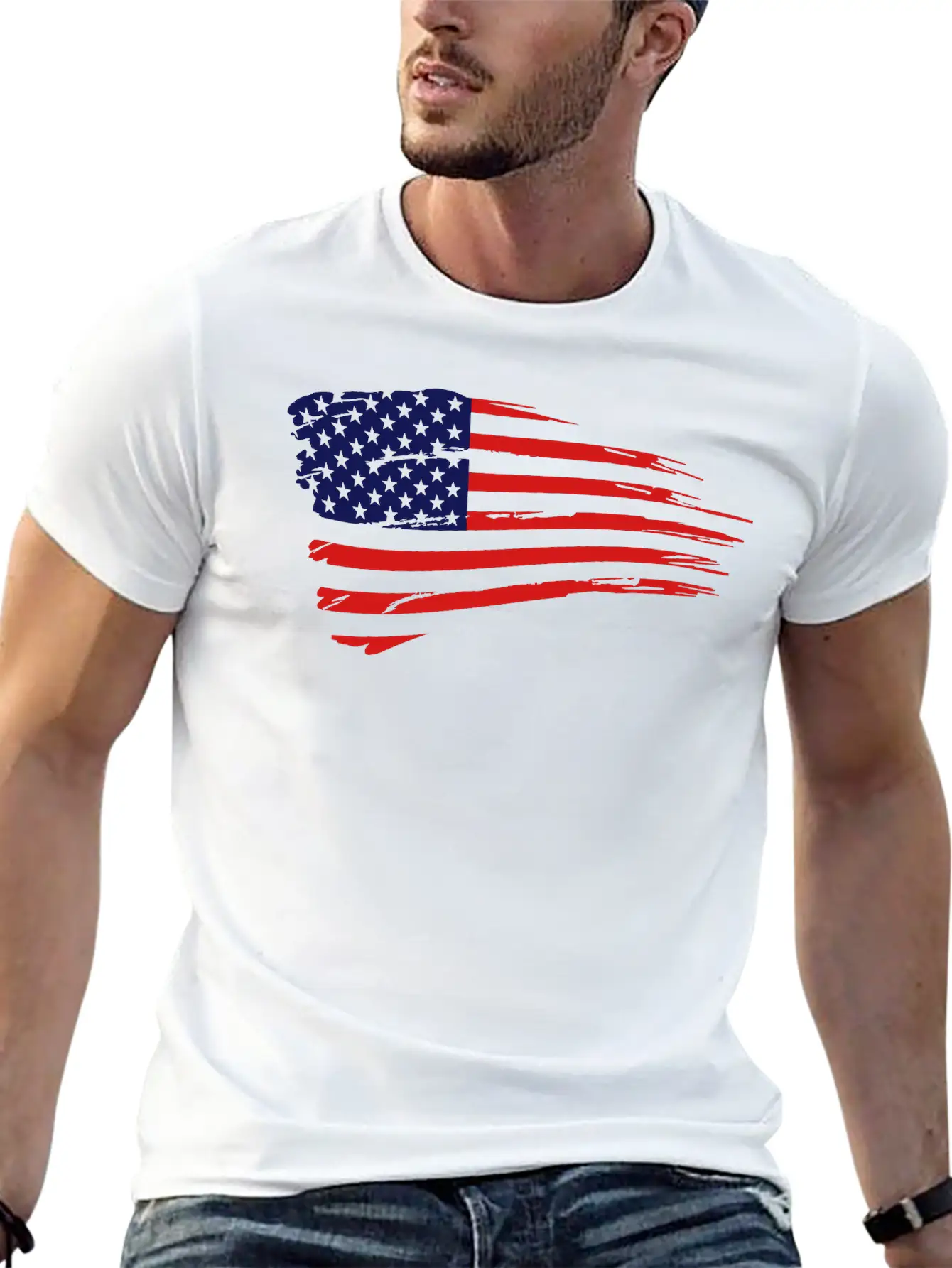Retro American Flag Lightweight Cotton T-Shirt – Daily Comfort Graphic Shirt