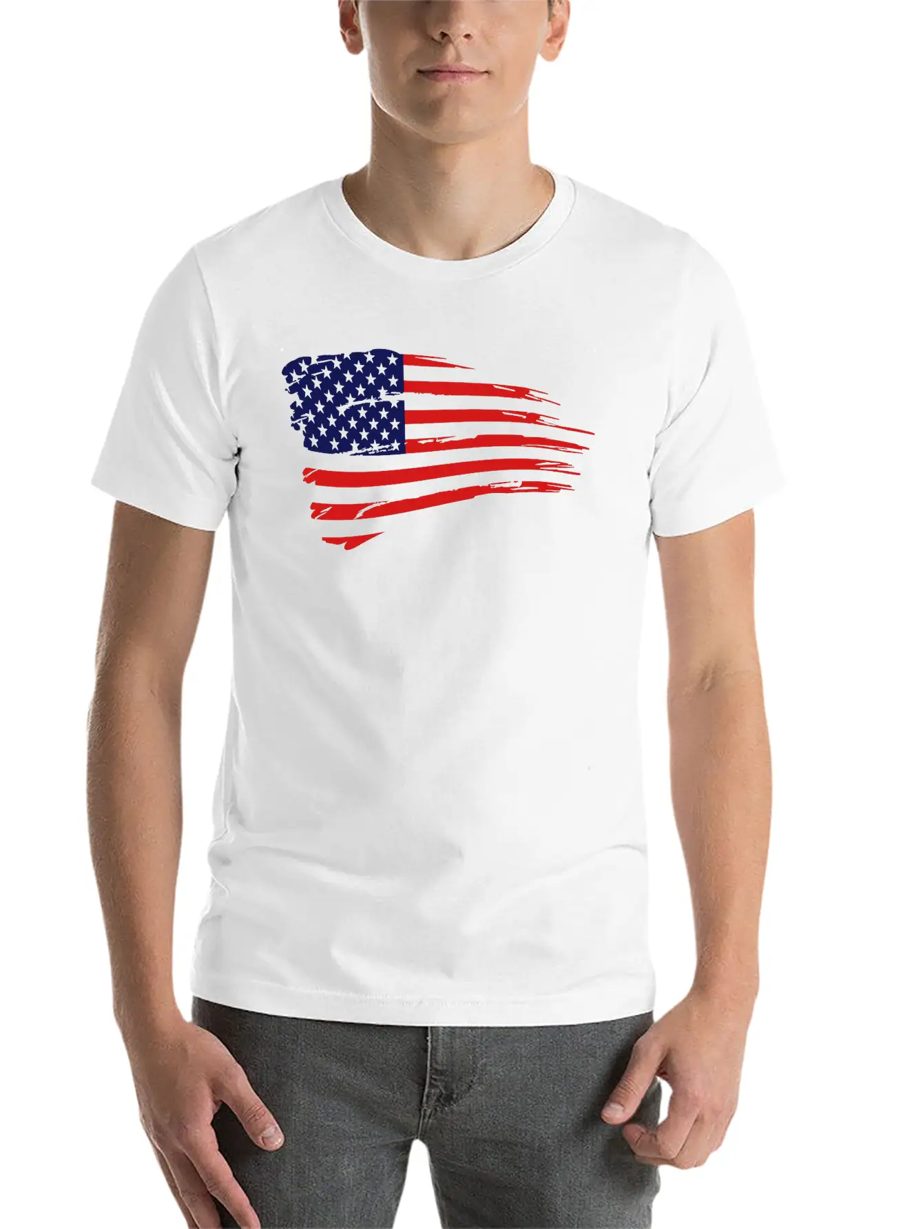 Retro American Flag Lightweight Cotton T-Shirt – Daily Comfort Graphic Shirt