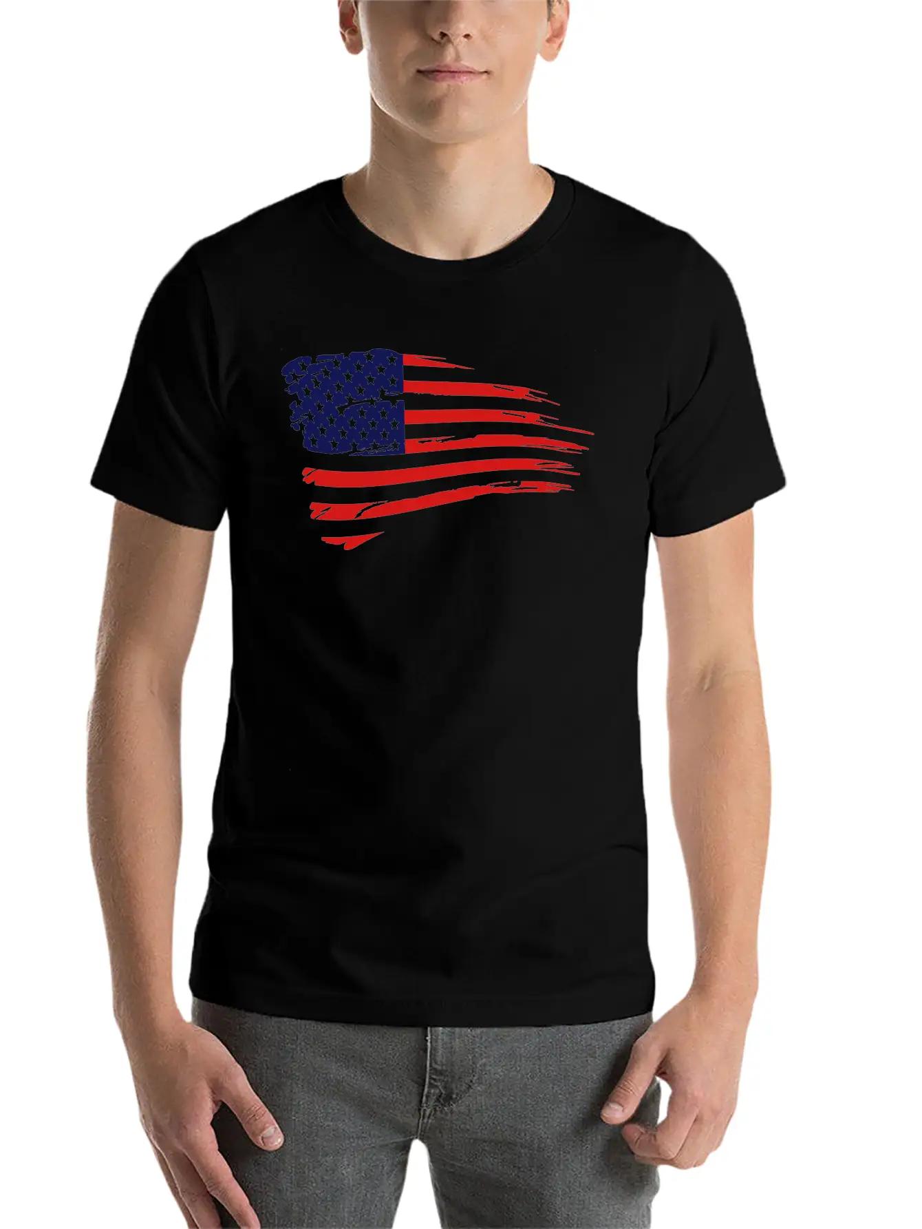 Retro American Flag Lightweight Cotton T-Shirt – Daily Comfort Graphic Shirt