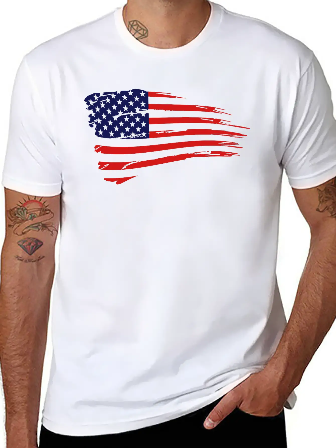 Retro American Flag Lightweight Cotton T-Shirt – Daily Comfort Graphic Shirt