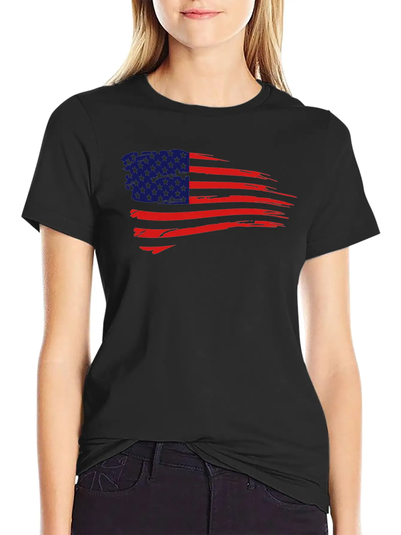 Retro American Flag Lightweight Cotton T-Shirt – Daily Comfort Graphic Shirt