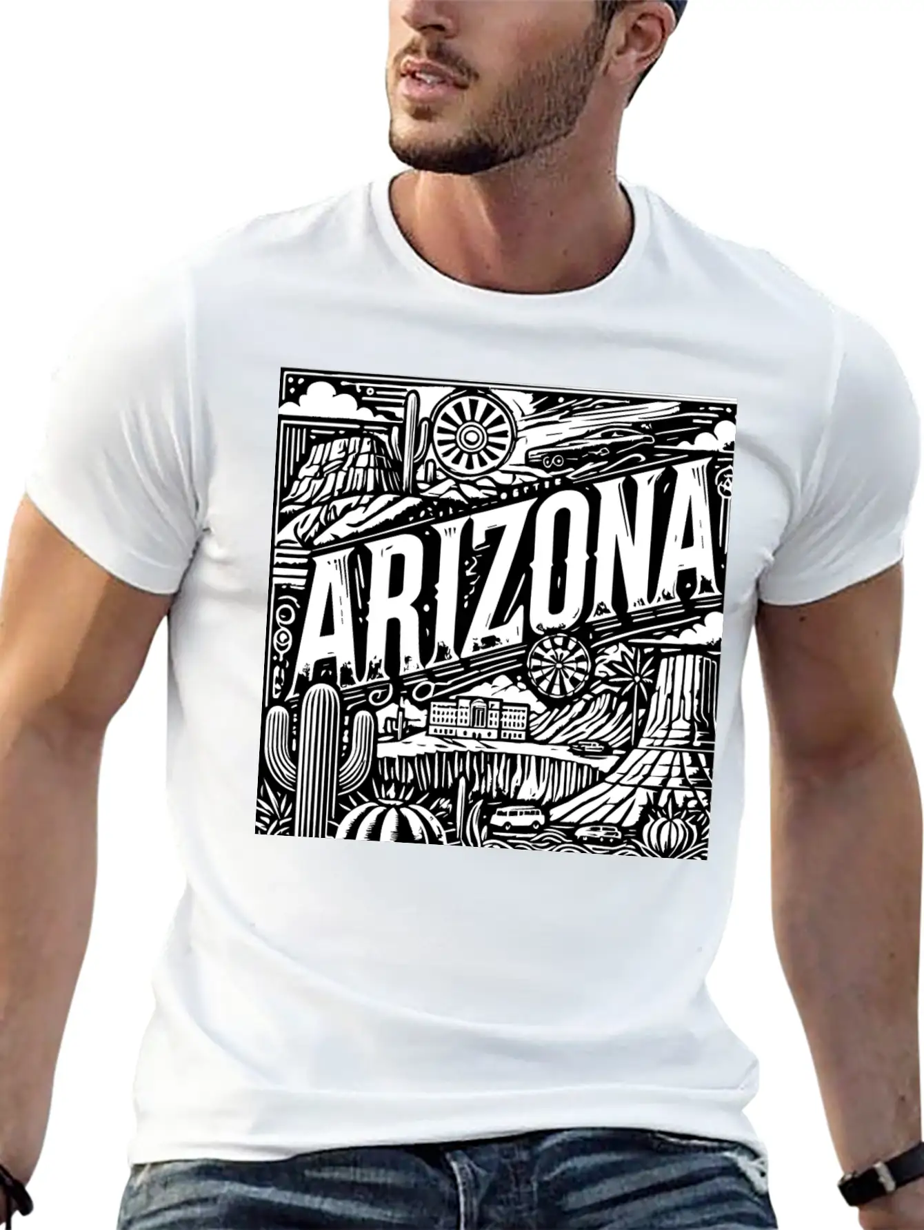 Retro Arizona Lightweight Cotton T-Shirt – Daily Comfort Graphic Shirt