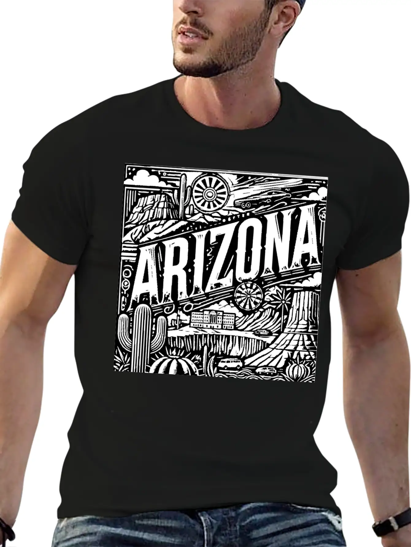 Retro Arizona Lightweight Cotton T-Shirt – Daily Comfort Graphic Shirt