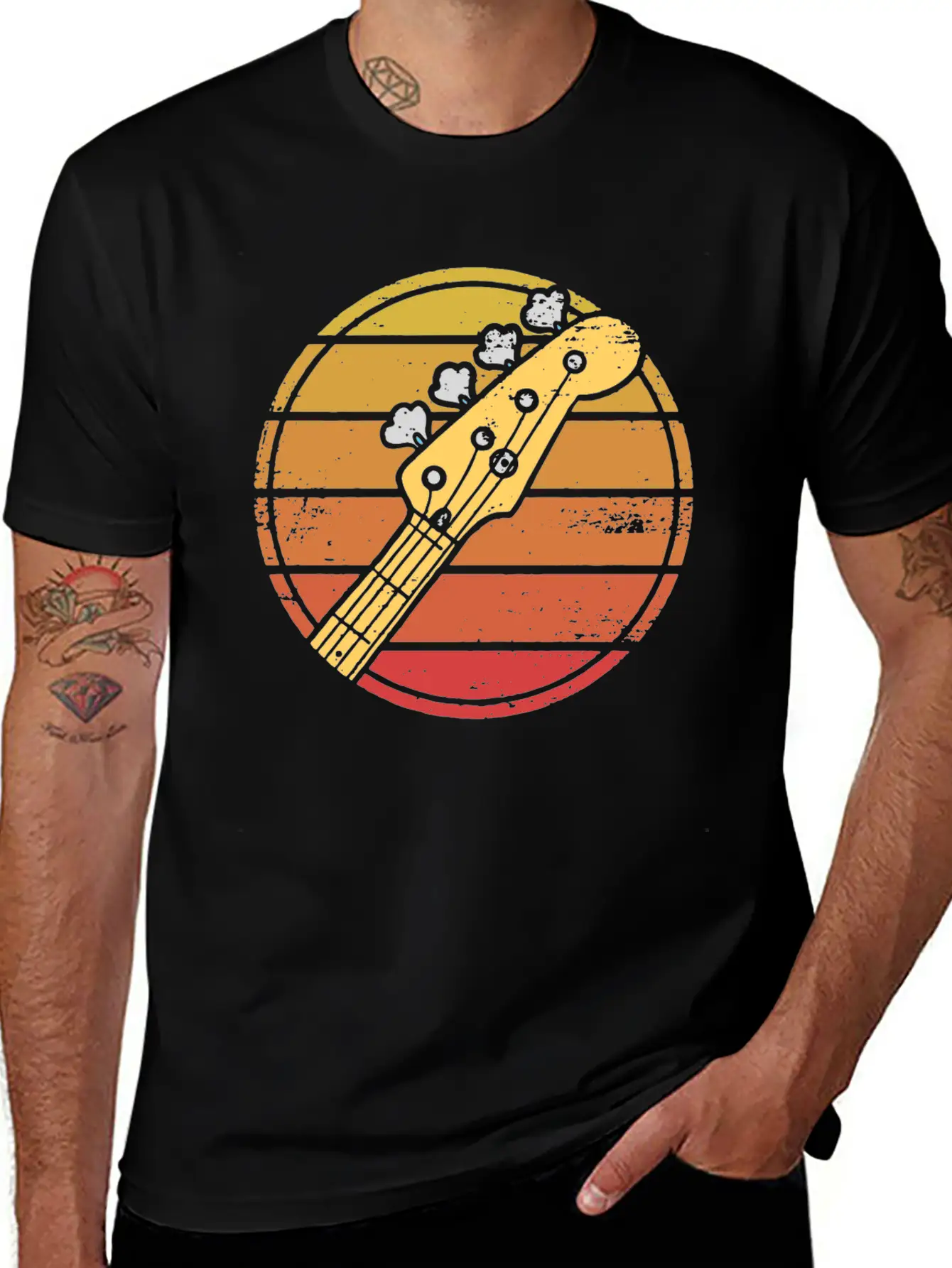 Retro Bass Guitar Grunge Lightweight Cotton T-Shirt – Daily Comfort Graphic Shirt