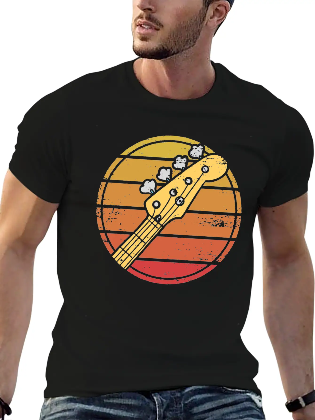 Retro Bass Guitar Grunge Lightweight Cotton T-Shirt – Daily Comfort Graphic Shirt