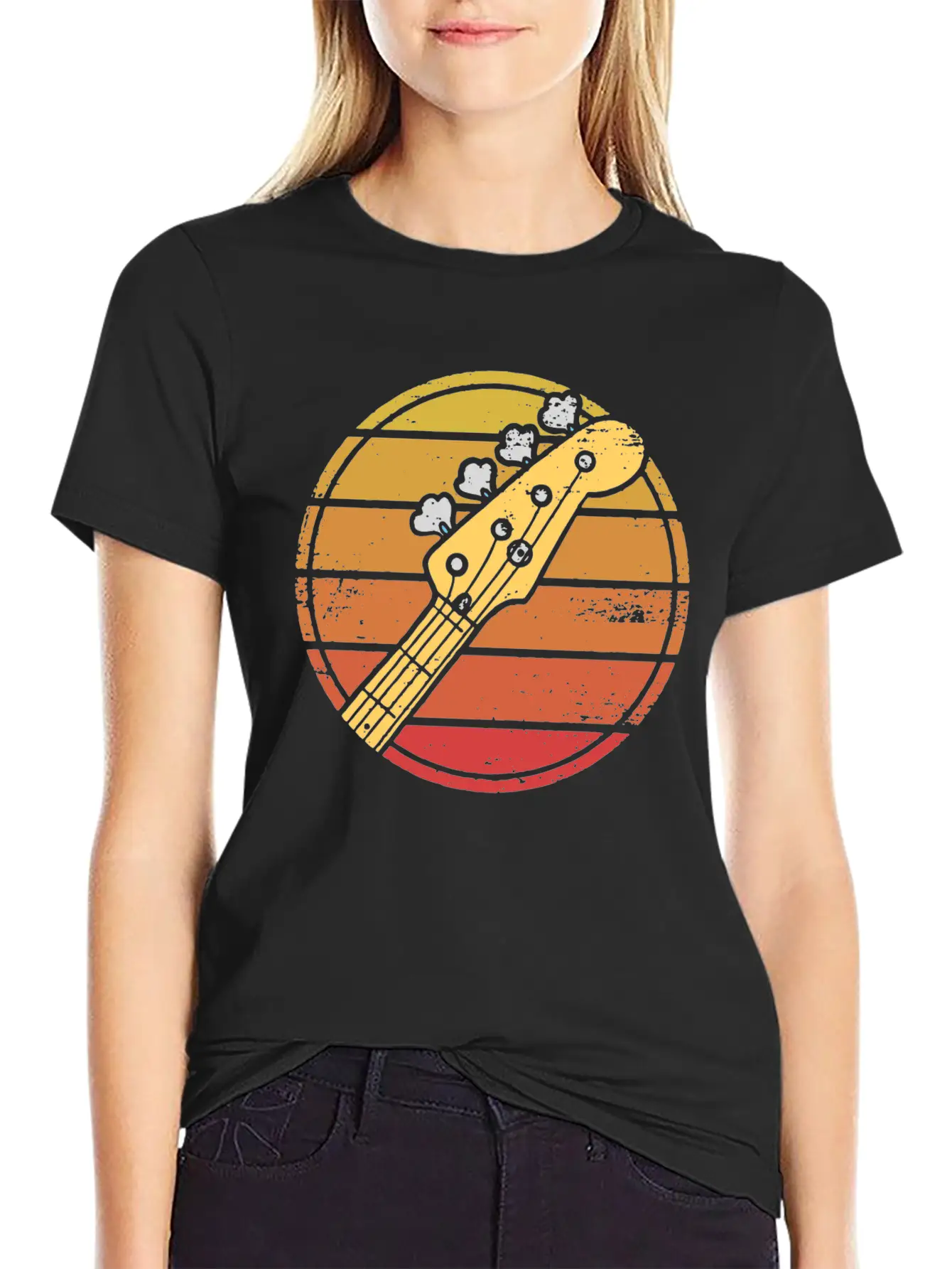 Retro Bass Guitar Grunge Lightweight Cotton T-Shirt – Daily Comfort Graphic Shirt