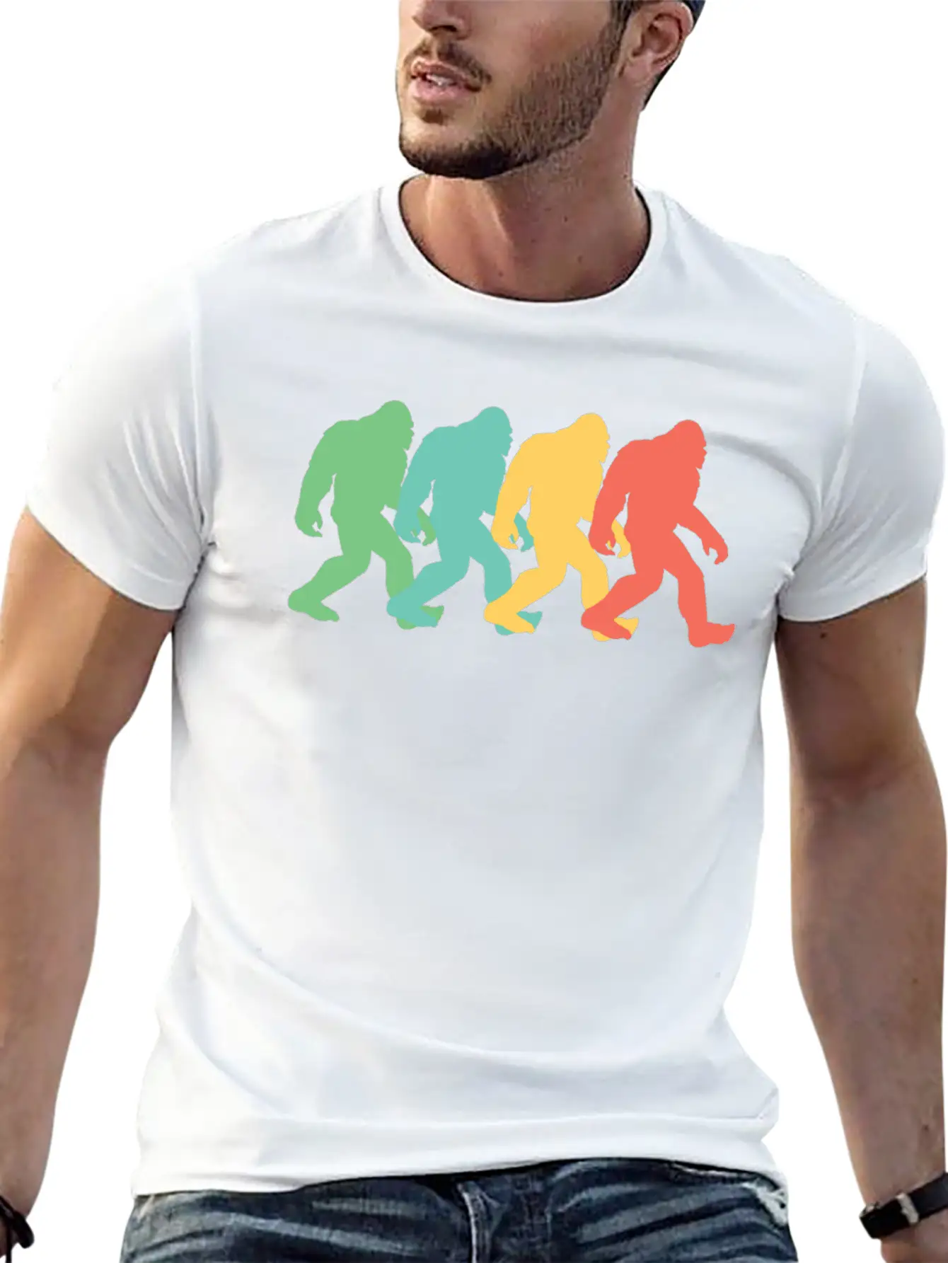 Retro Bigfoot Pop Art Essential Cotton Tee For Daily Outfits – Unisex Style