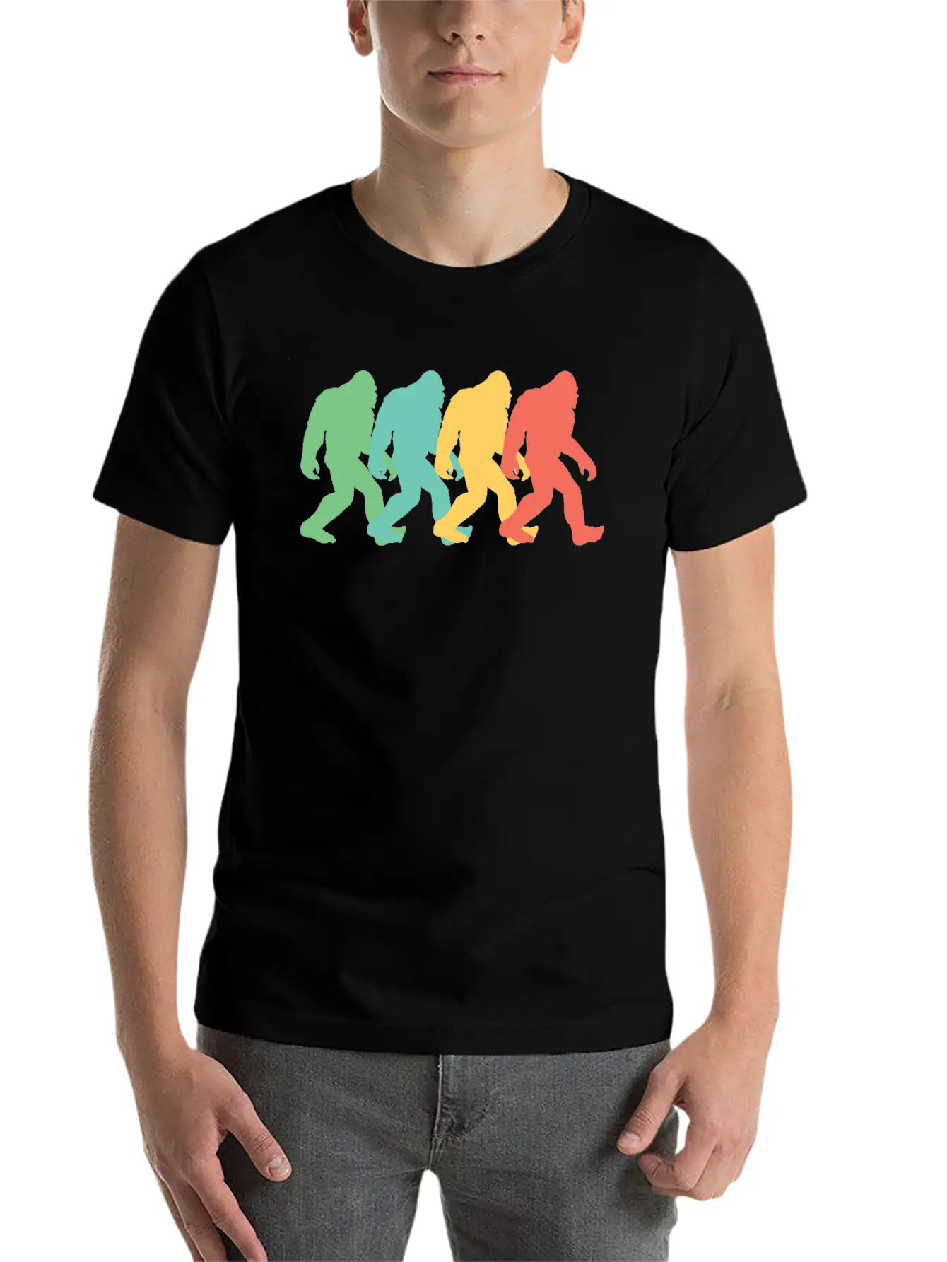 Retro Bigfoot Pop Art Essential Cotton Tee For Daily Outfits – Unisex Style