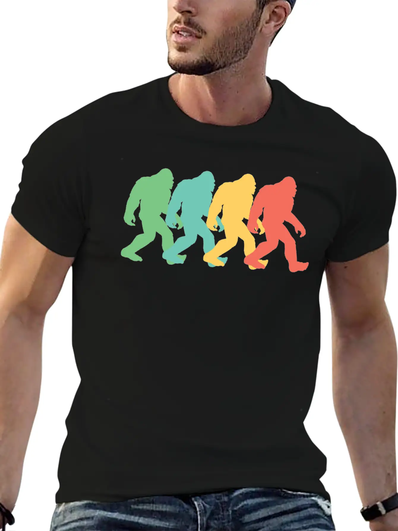 Retro Bigfoot Pop Art Essential Cotton Tee For Daily Outfits – Unisex Style