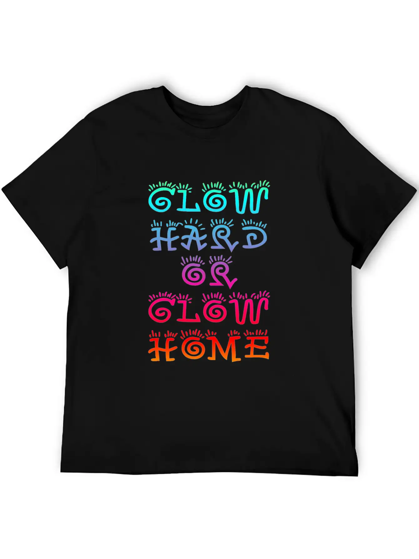 Retro Colorful Party Rave Shirt - Glow Hard Or Glo Lightweight Cotton T-Shirt – Daily Comfort Graphic Shirt