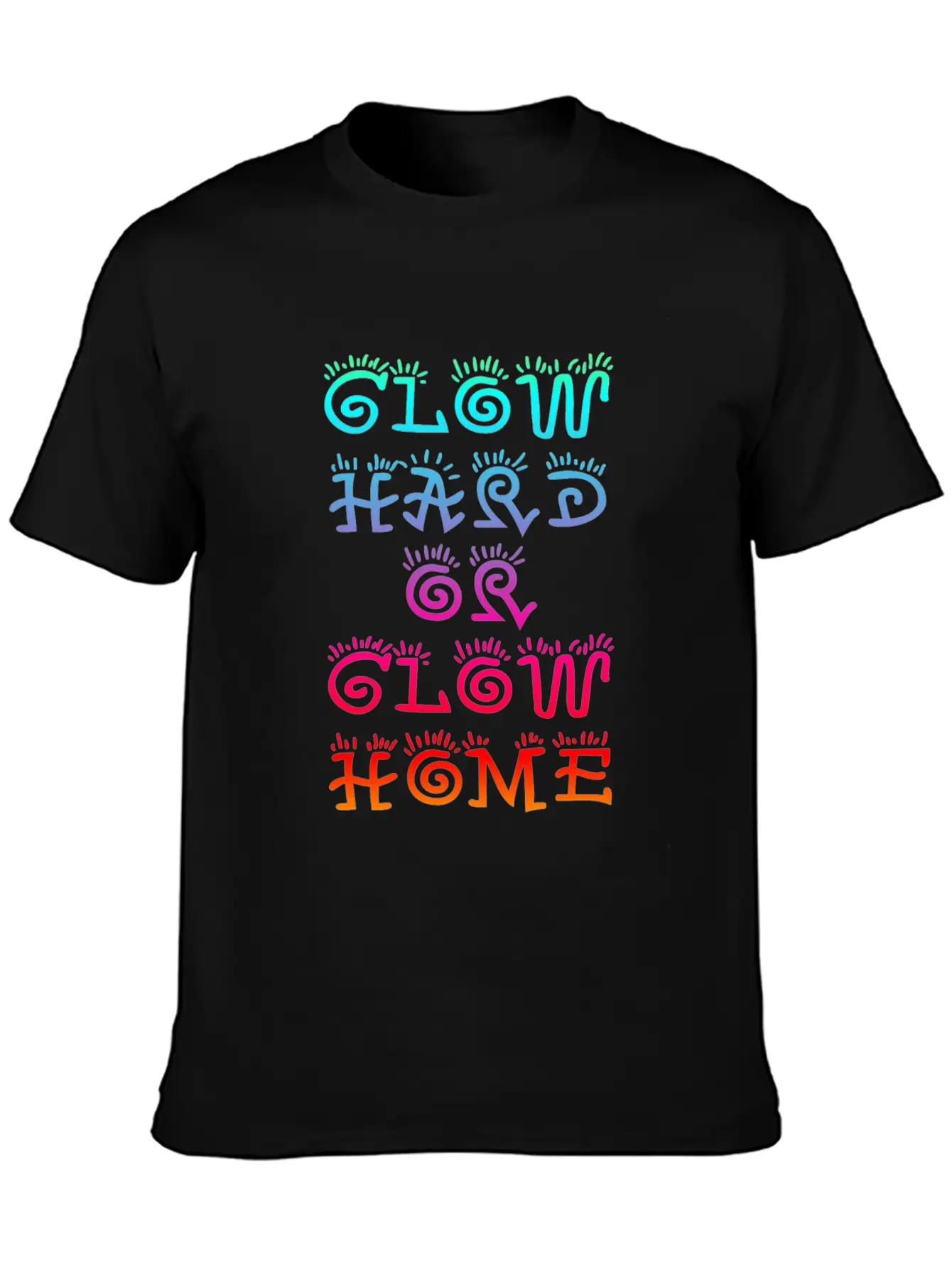 Retro Colorful Party Rave Shirt - Glow Hard Or Glo Lightweight Cotton T-Shirt – Daily Comfort Graphic Shirt