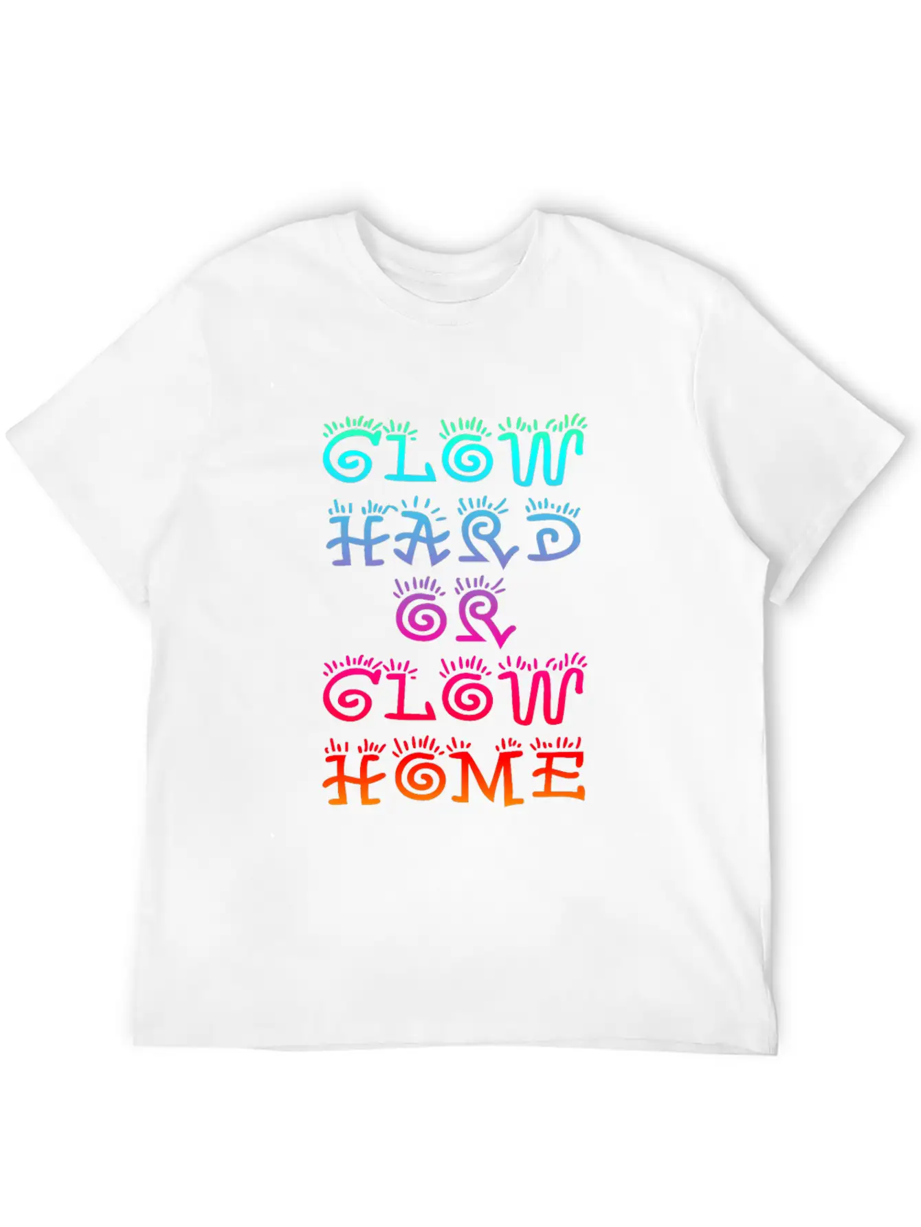 Retro Colorful Party Rave Shirt - Glow Hard Or Glo Lightweight Cotton T-Shirt – Daily Comfort Graphic Shirt