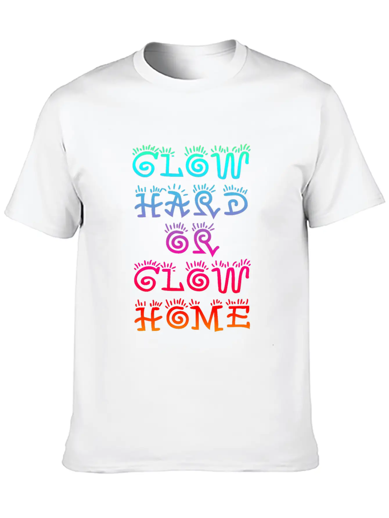Retro Colorful Party Rave Shirt - Glow Hard Or Glo Lightweight Cotton T-Shirt – Daily Comfort Graphic Shirt