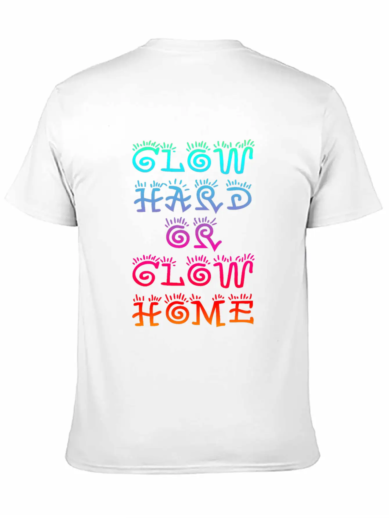 Retro Colorful Party Rave Shirt - Glow Hard Or Glo Lightweight Cotton T-Shirt – Daily Comfort Graphic Shirt
