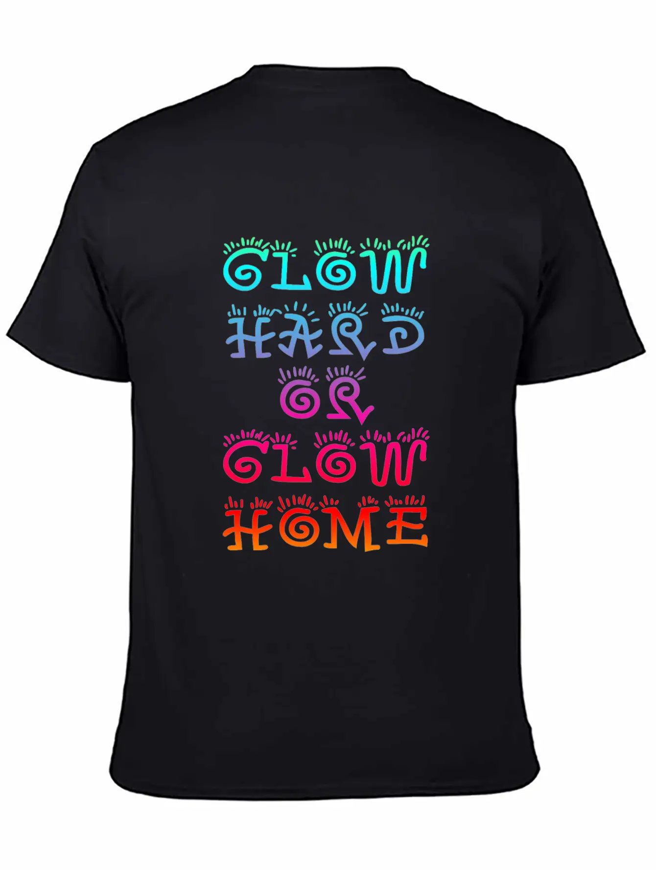 Retro Colorful Party Rave Shirt - Glow Hard Or Glo Lightweight Cotton T-Shirt – Daily Comfort Graphic Shirt