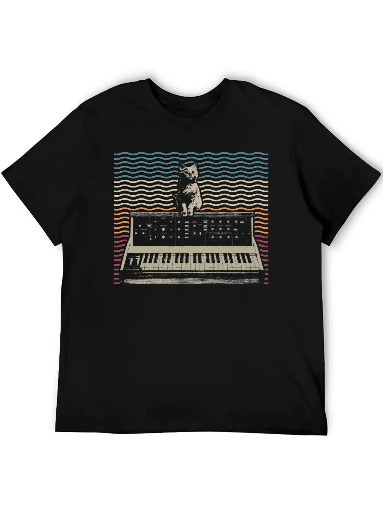 Retro Modular Synthesizer Keyboard Music Producer Modern Fit Casual T-Shirt – Clean And Versatile Design