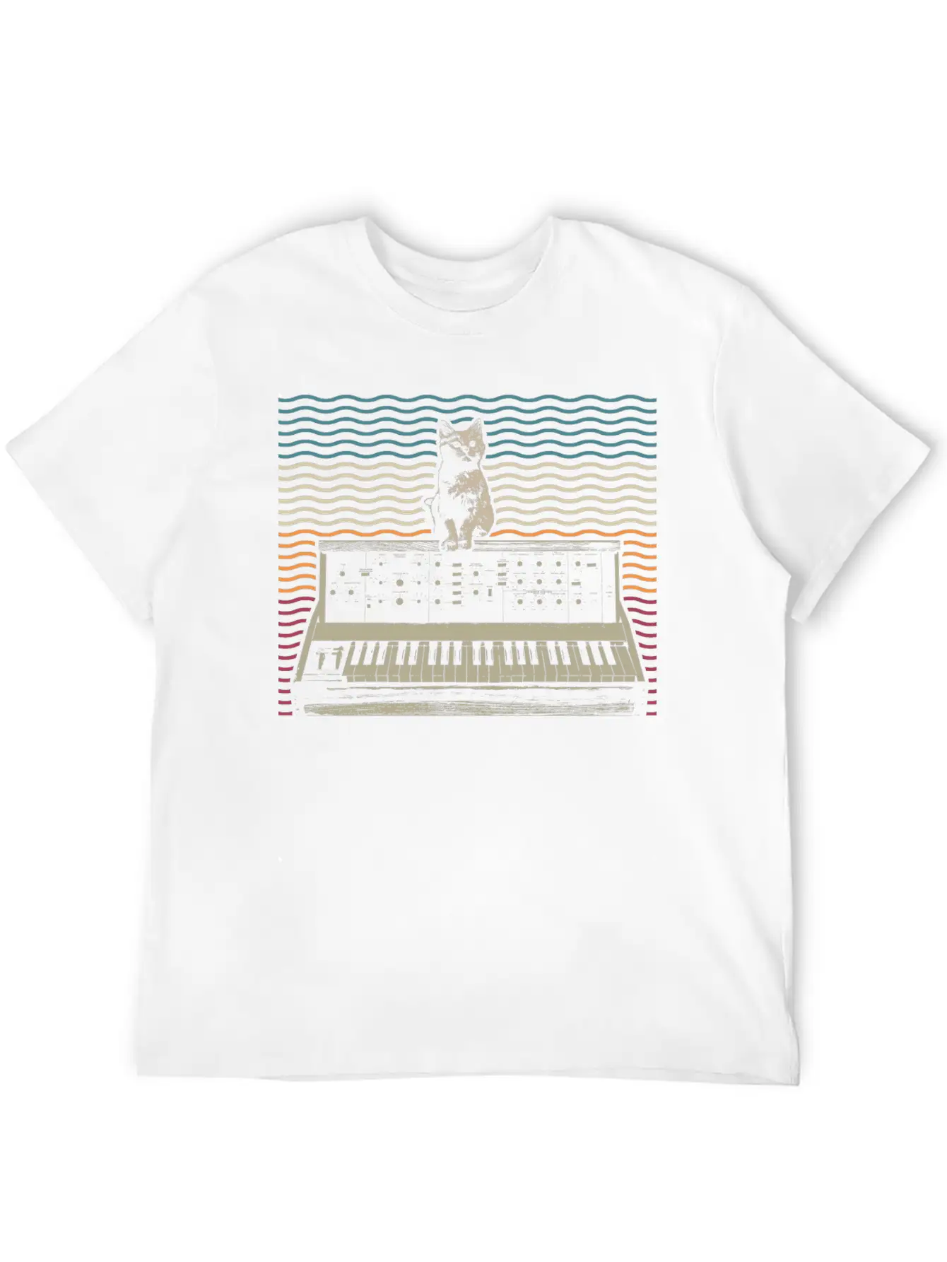 Retro Modular Synthesizer Keyboard Music Producer Modern Fit Casual T-Shirt – Clean And Versatile Design