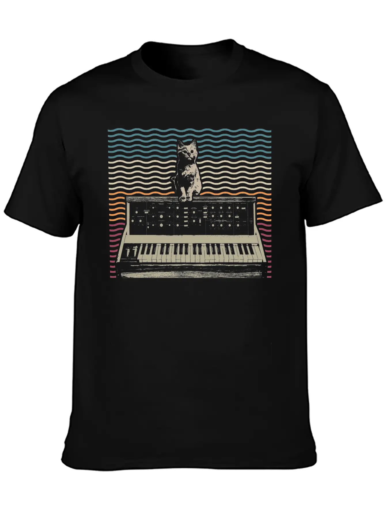 Retro Modular Synthesizer Keyboard Music Producer Modern Fit Casual T-Shirt – Clean And Versatile Design