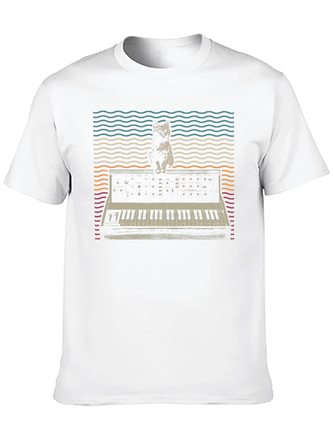 Retro Modular Synthesizer Keyboard Music Producer Modern Fit Casual T-Shirt – Clean And Versatile Design