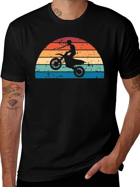 Retro Motocross Sunset Vintage Motorcycle Sunrise Unisex Casual T-Shirt – Clean Design For Daily Comfort