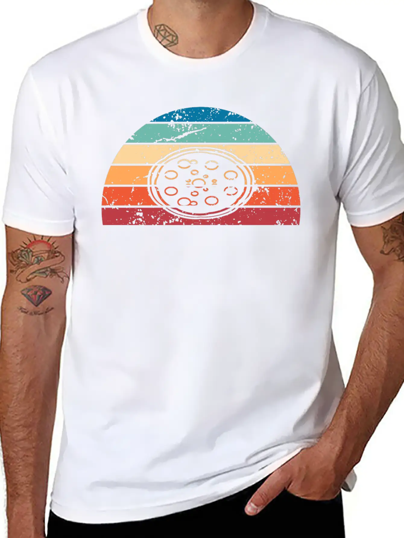 Retro Pizza Sunset Vintage Eating Sunrise Basic Graphic T-Shirt – Daily Comfort In Soft Cotton