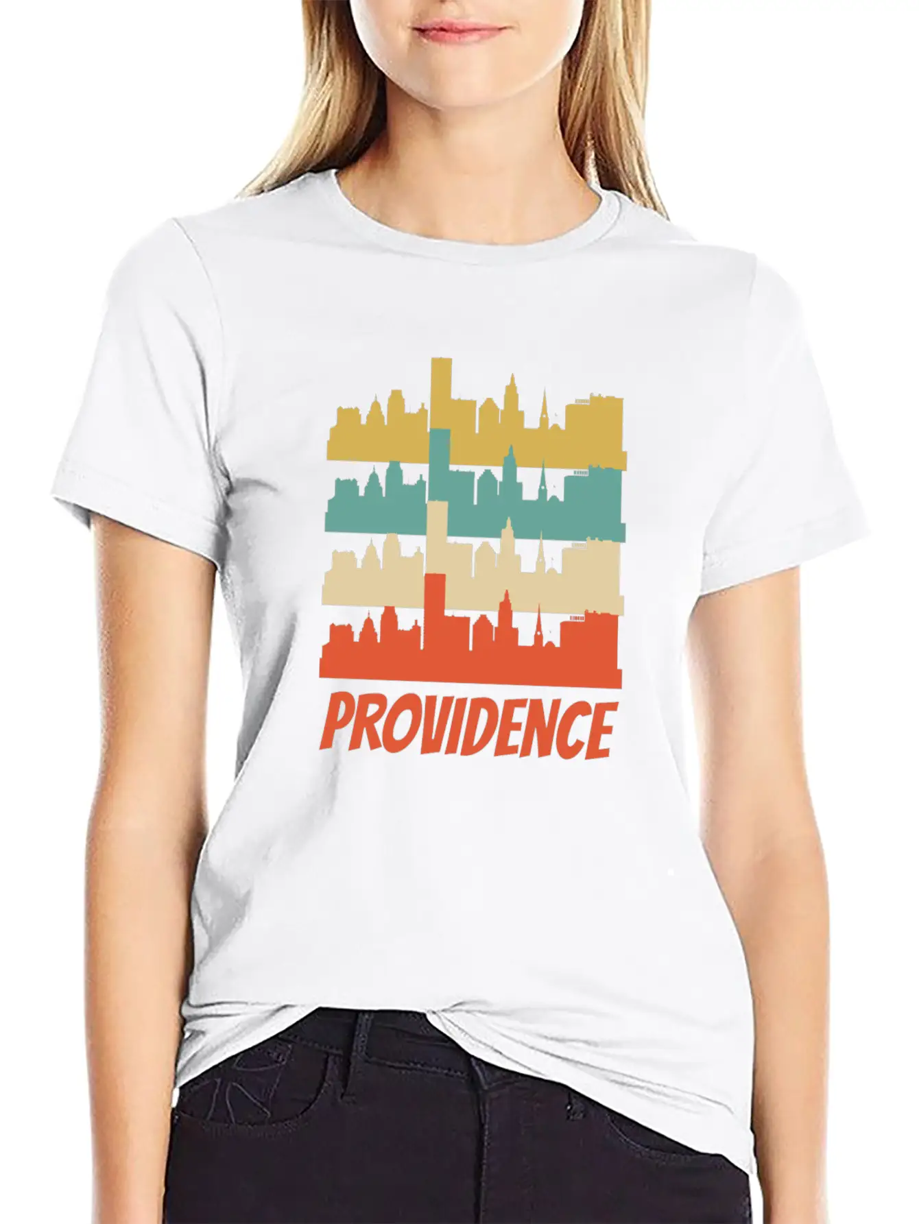 Retro Providence RI Skyline Pop Art Basic Graphic T-Shirt – Daily Comfort In Soft Cotton
