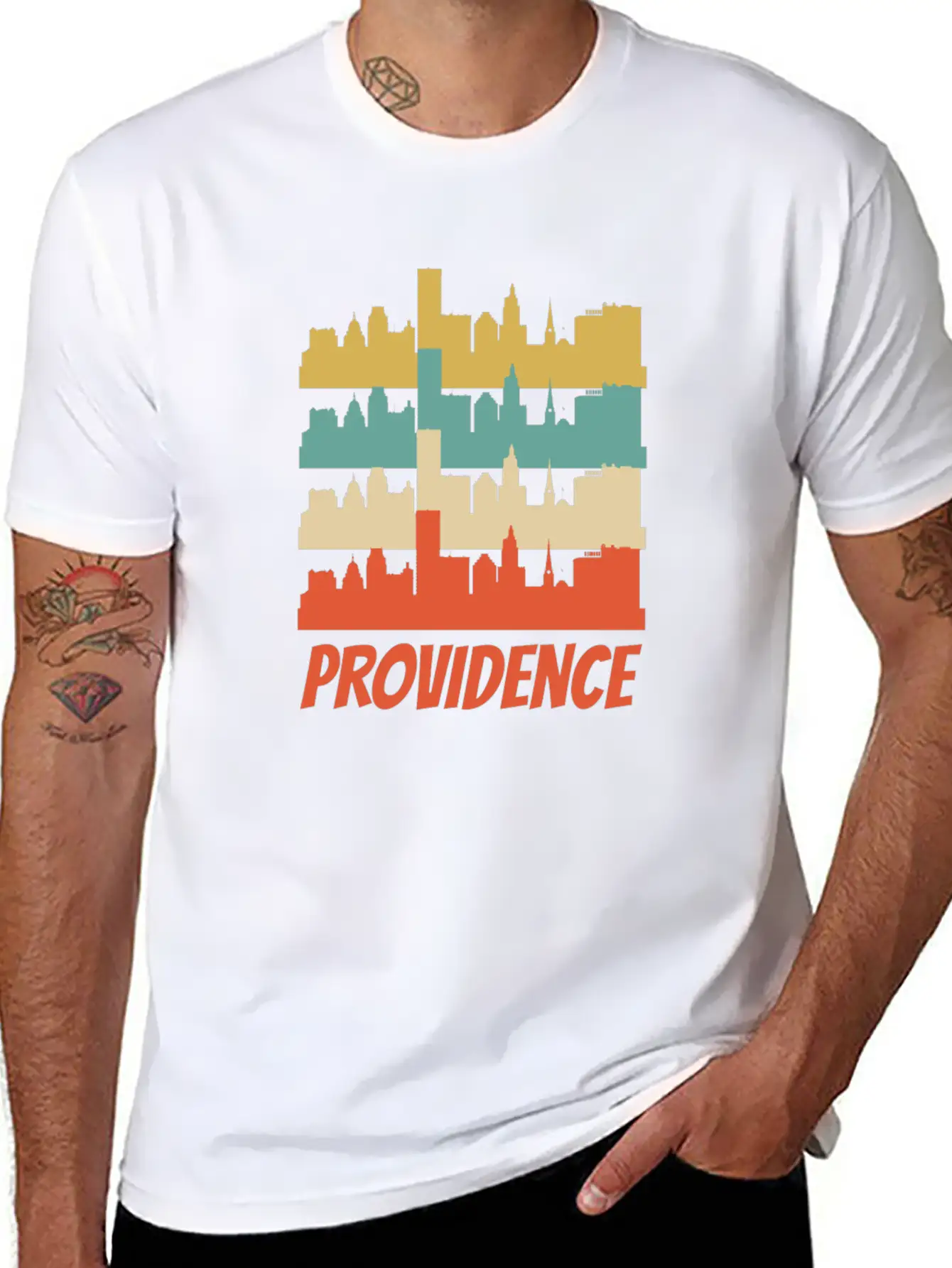 Retro Providence RI Skyline Pop Art Basic Graphic T-Shirt – Daily Comfort In Soft Cotton